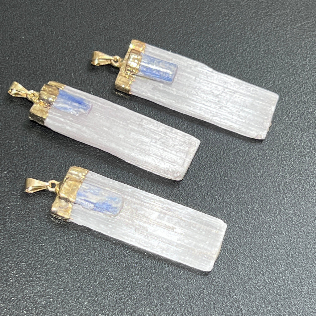 Selenite Kyanite Crystal Pendant