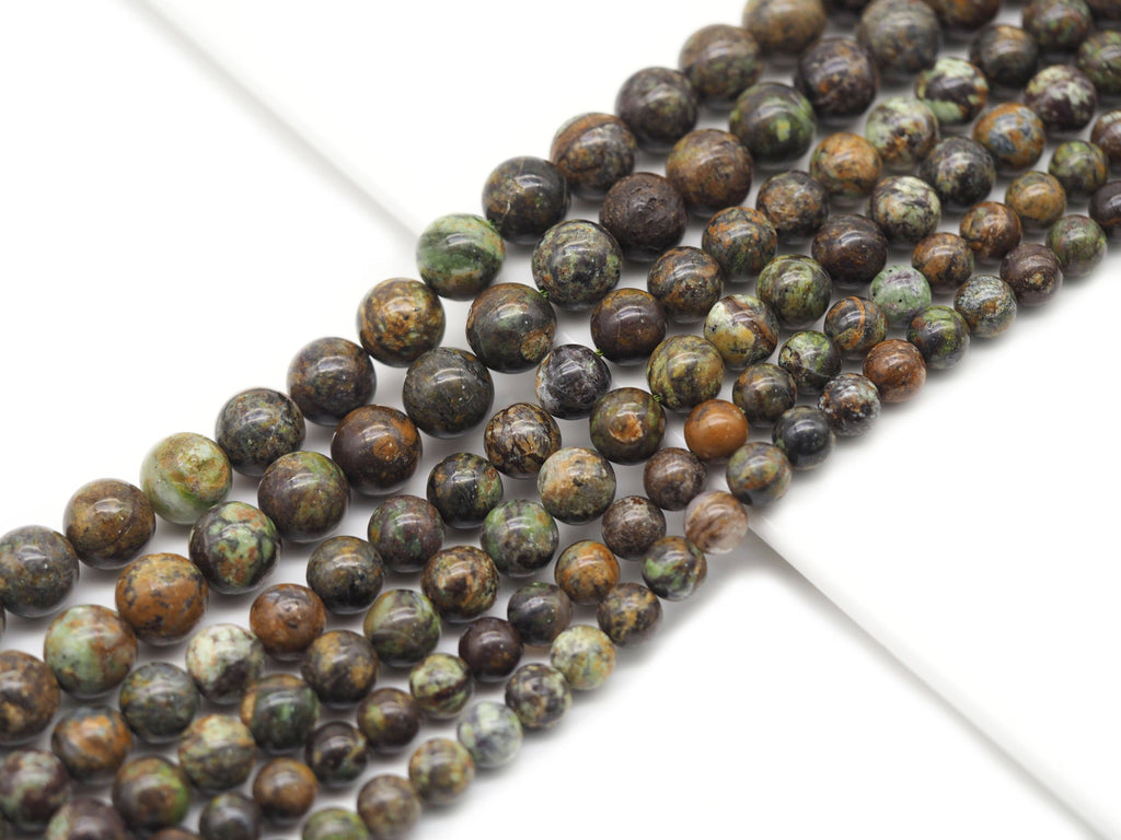Natural Green Brown Brazil Opal Round Smooth Beads, Sku#U1322