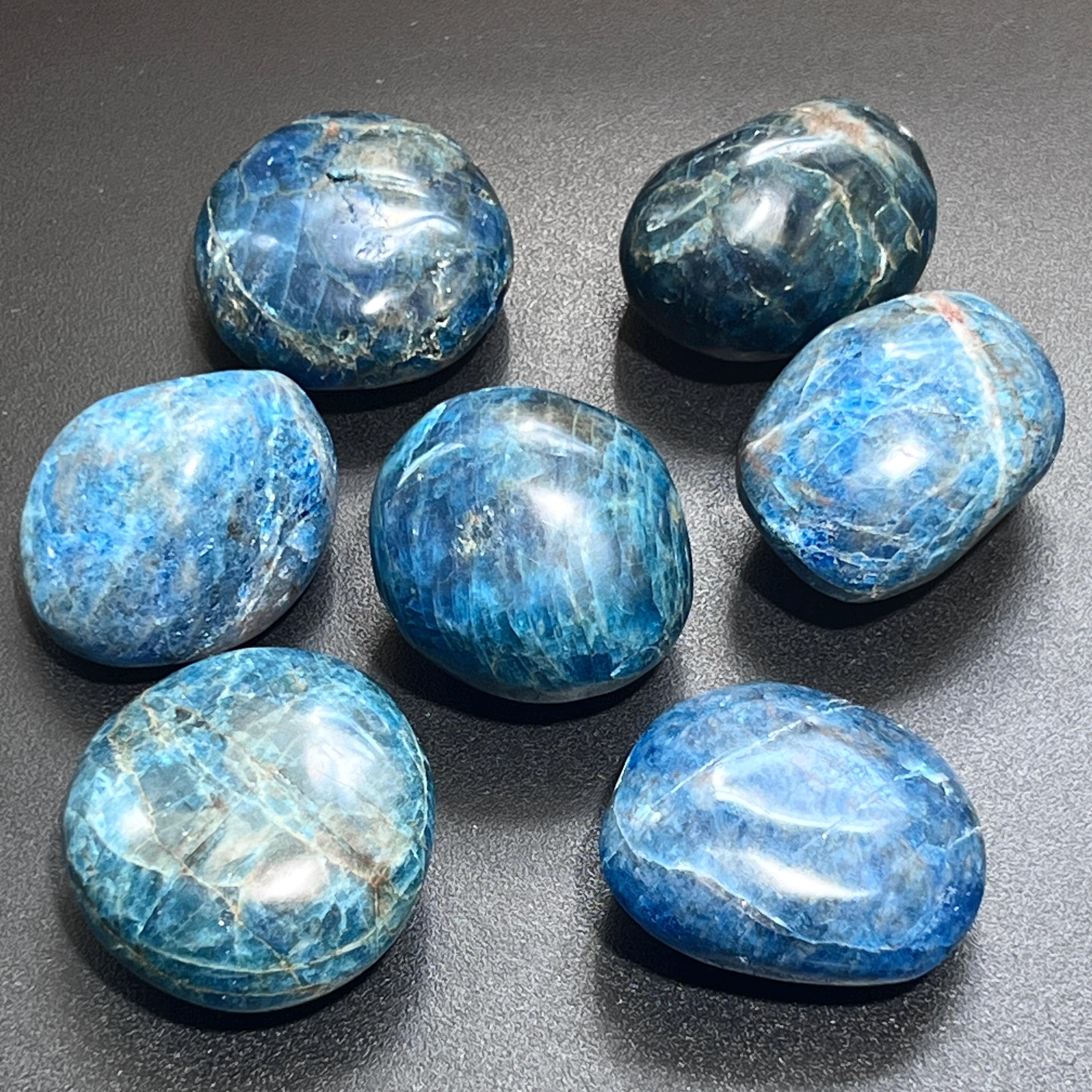 Blue Apatite Large Freeform Palm Stones (2 to 2.5 Inches)