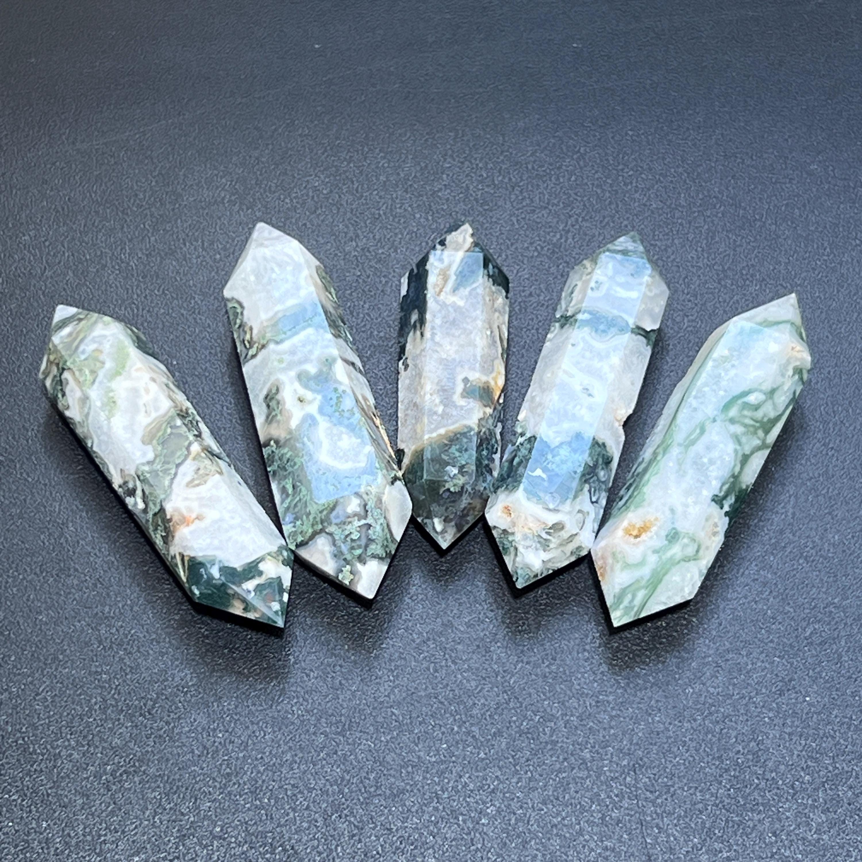 Moss Agate Crystal Double Terminated Point