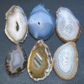 Natural Gray Brown Drilled Agate Slices (Non-Plated Edges, 2mm Hole)