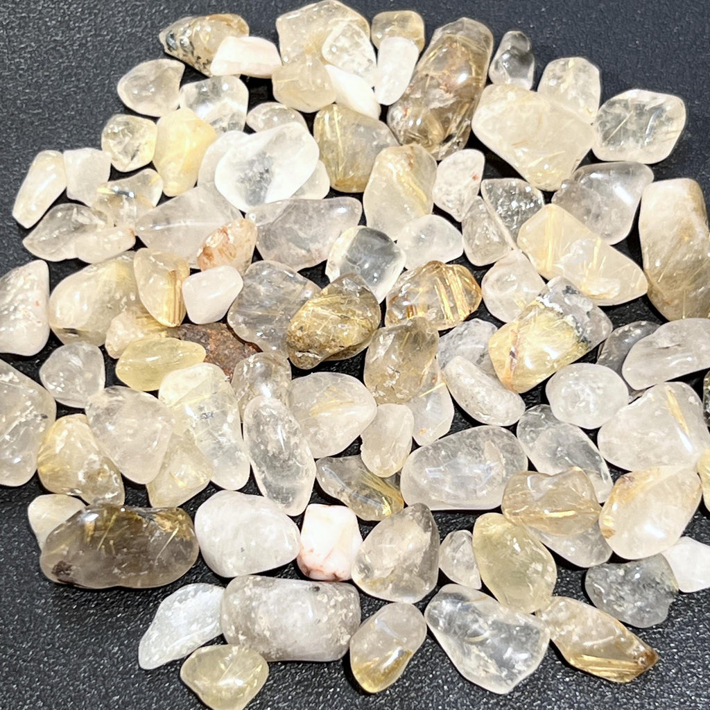 Gold Rutilated Quartz Crystal Small Tumbled Stones