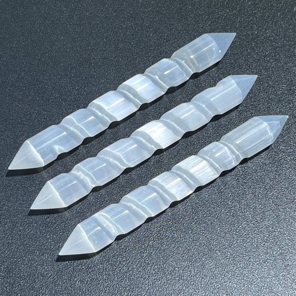 Selenite Crystal Spiral Wand Double Terminated Point
