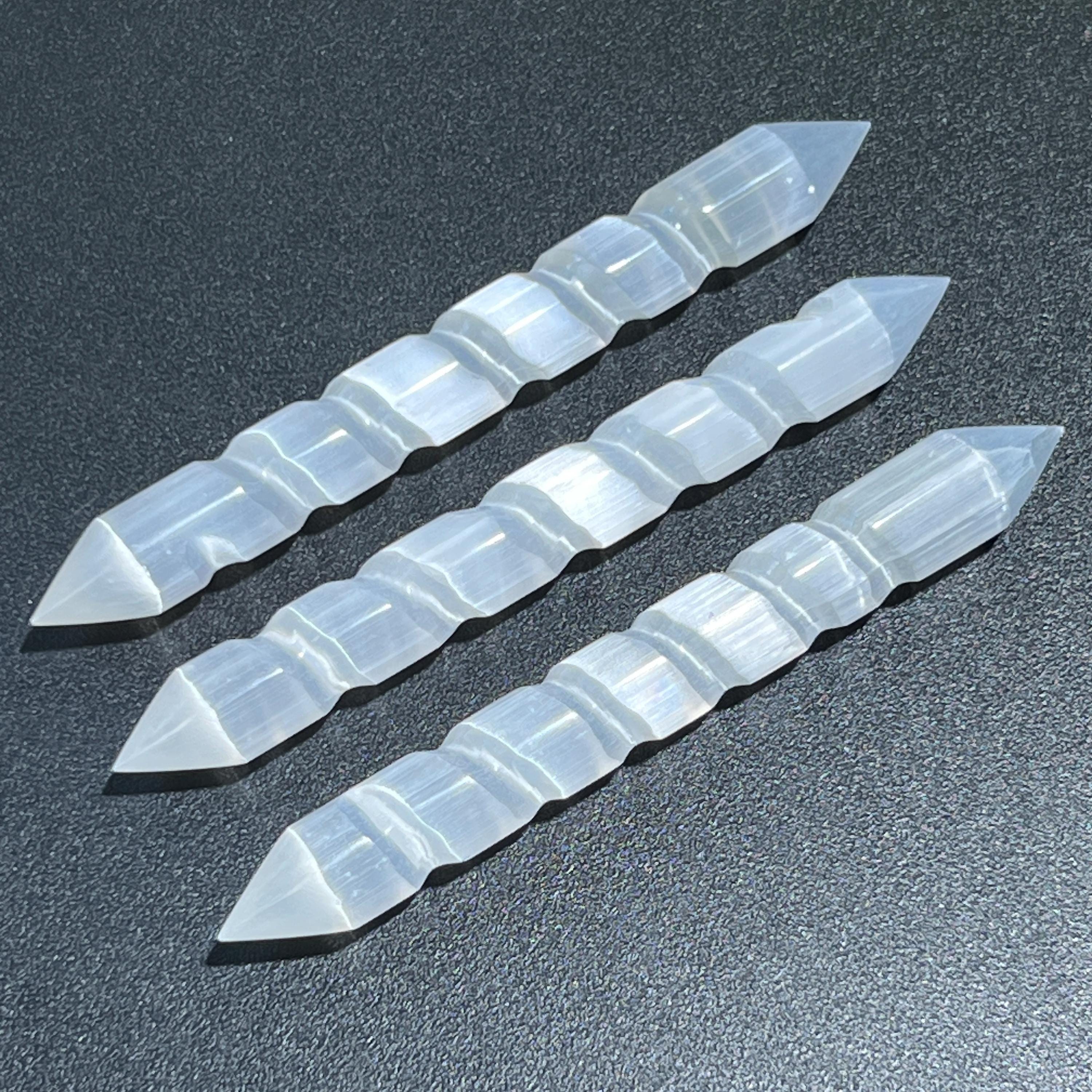 Selenite Crystal Spiral Wand Double Terminated Point