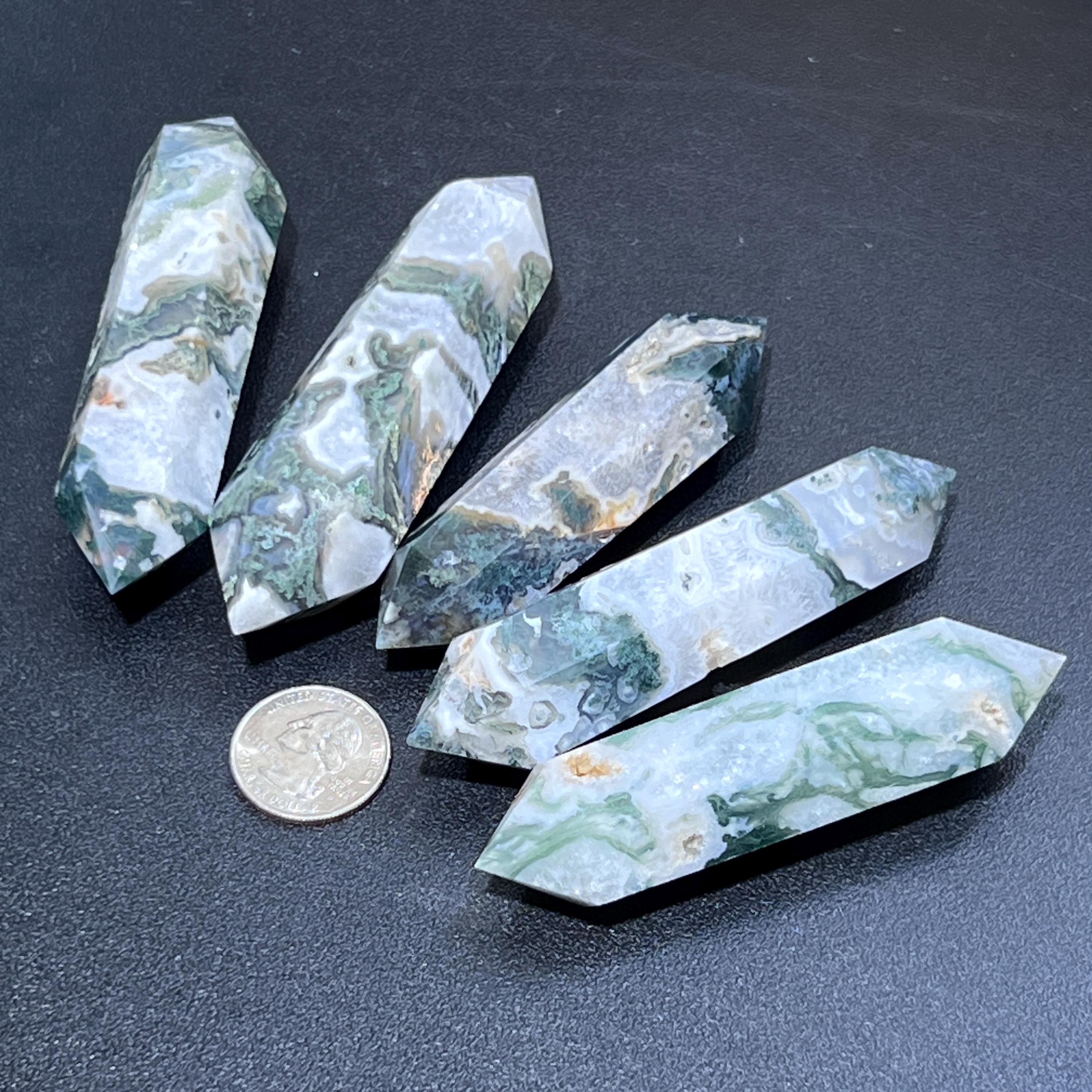 Moss Agate Crystal Double Terminated Point