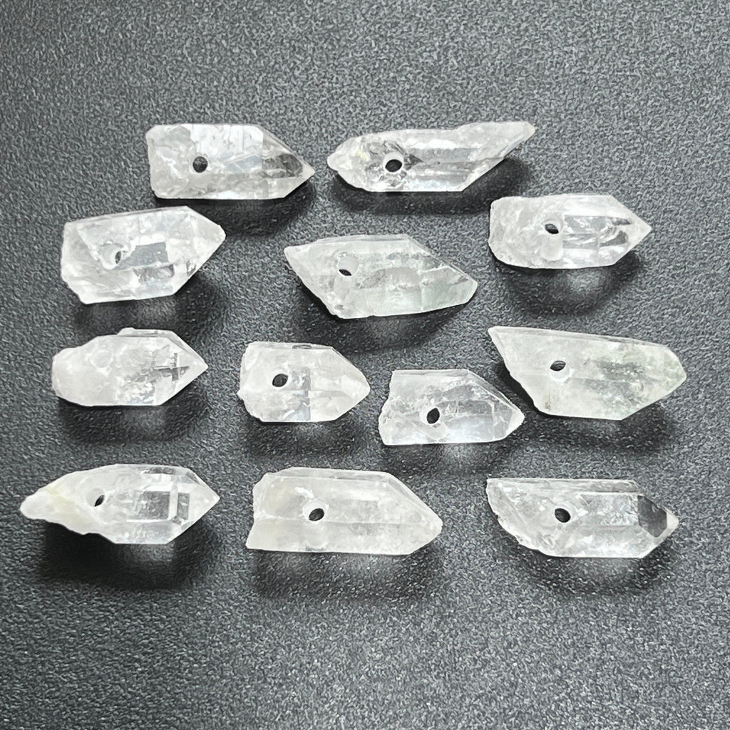Drilled Clear Quartz Crystal Point Pendants (2mm Hole)