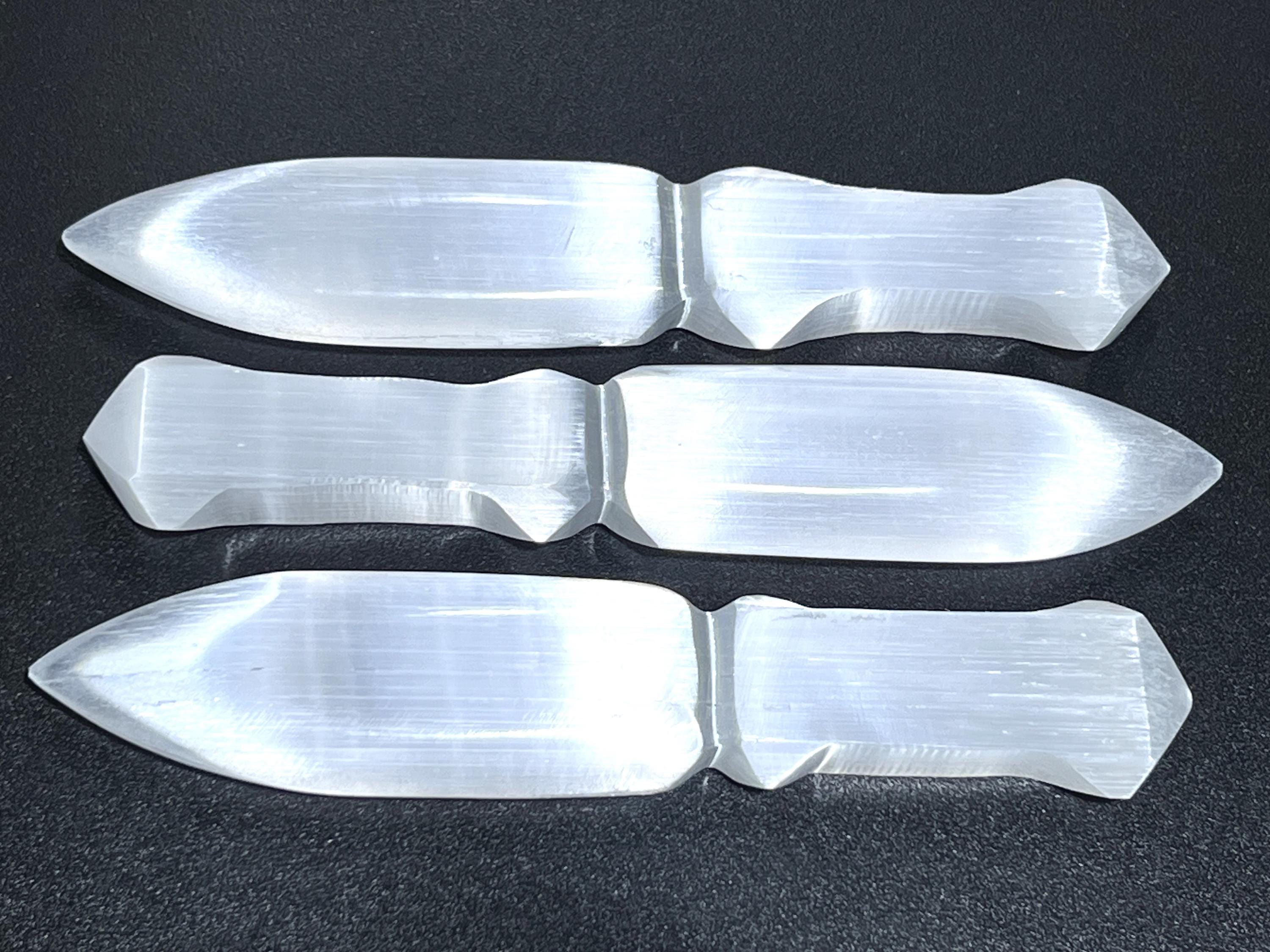 Selenite Crystal Point Decorative Knife Dagger Carving