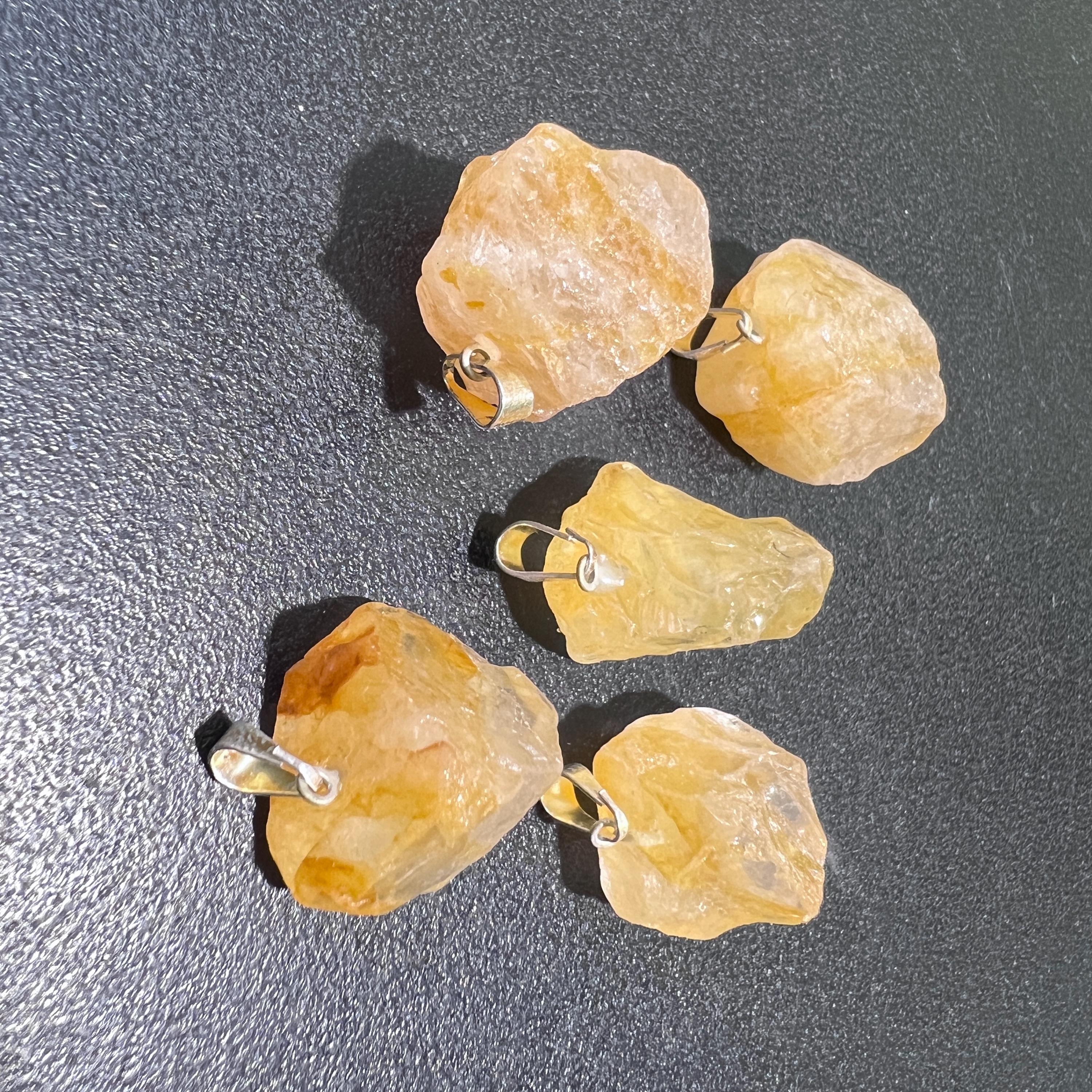 Raw Golden Healer Quartz Crystal Small Pendant