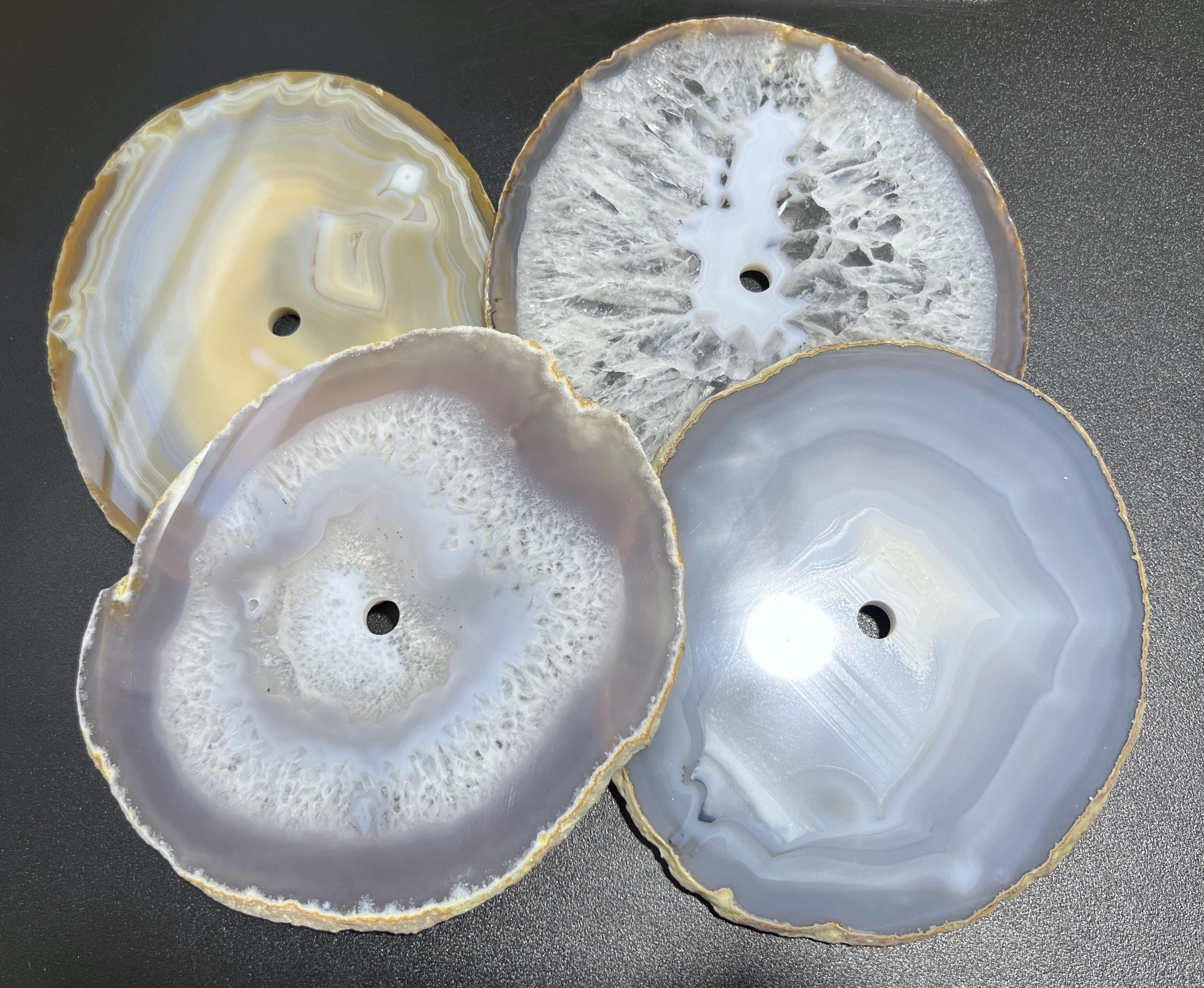 Natural Color Large Agate Slice Clock Faces (6-7 Inches, 1 CM Drilled Hole)