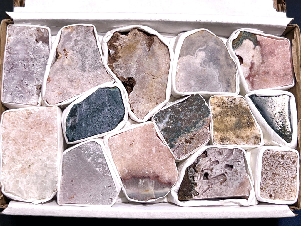 Pink Amethyst Raw Crystals (Avg 2 LBs) Box Flat