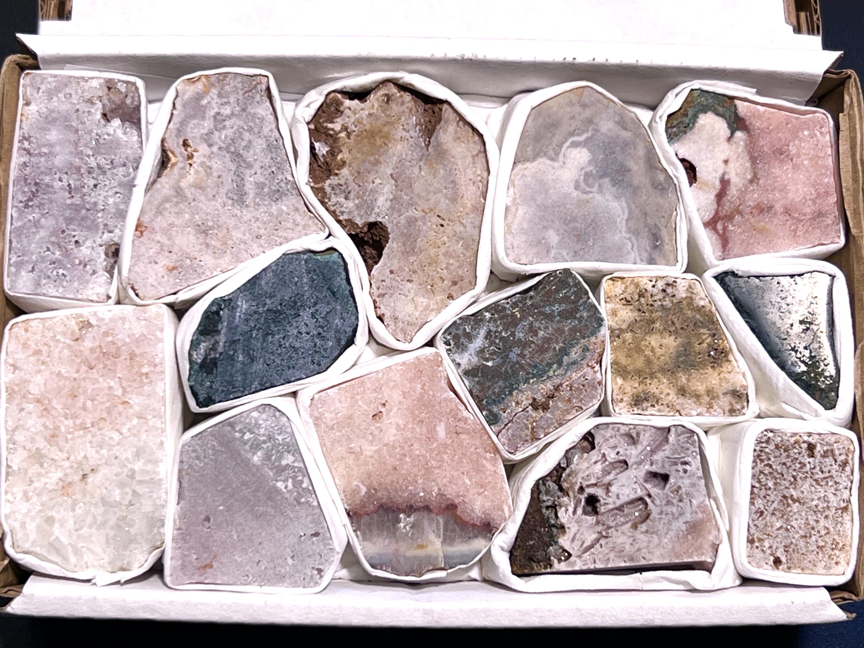 Pink Amethyst Raw Crystals (Avg 2 LBs) Box Flat