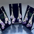 Amethyst Crystal Long Dangle Earrings Pair