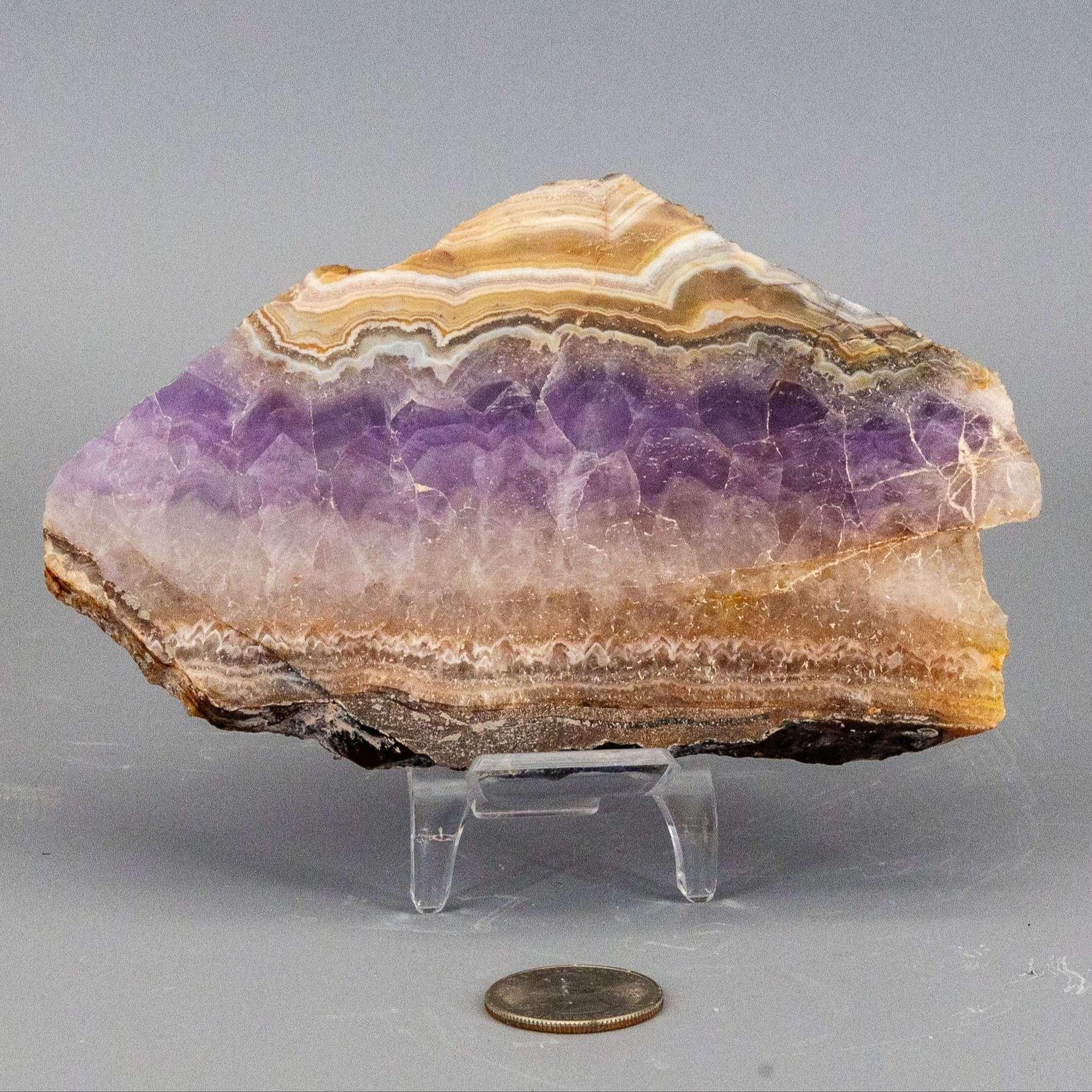 Amethyst Laced Agate Crystal Slab Purple Banded Stone