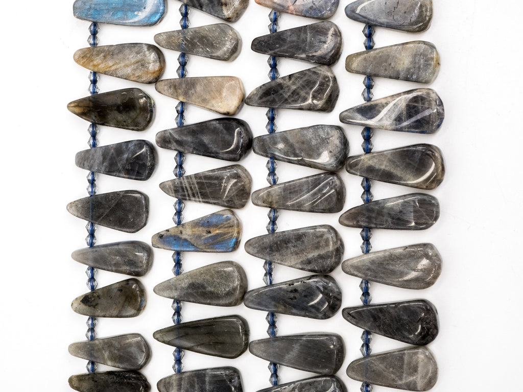 High Quality Natural Labradorite Beads, 22-32mm, Long Teardrop Gray Gemstone Beads, 15.5 inch strand, SKU#U140