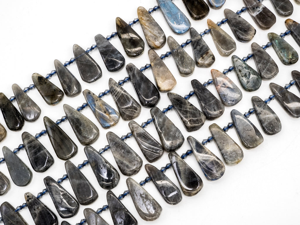 High Quality Natural Labradorite Beads, 22-32mm, Long Teardrop Gray Gemstone Beads, 15.5 inch strand, SKU#U140