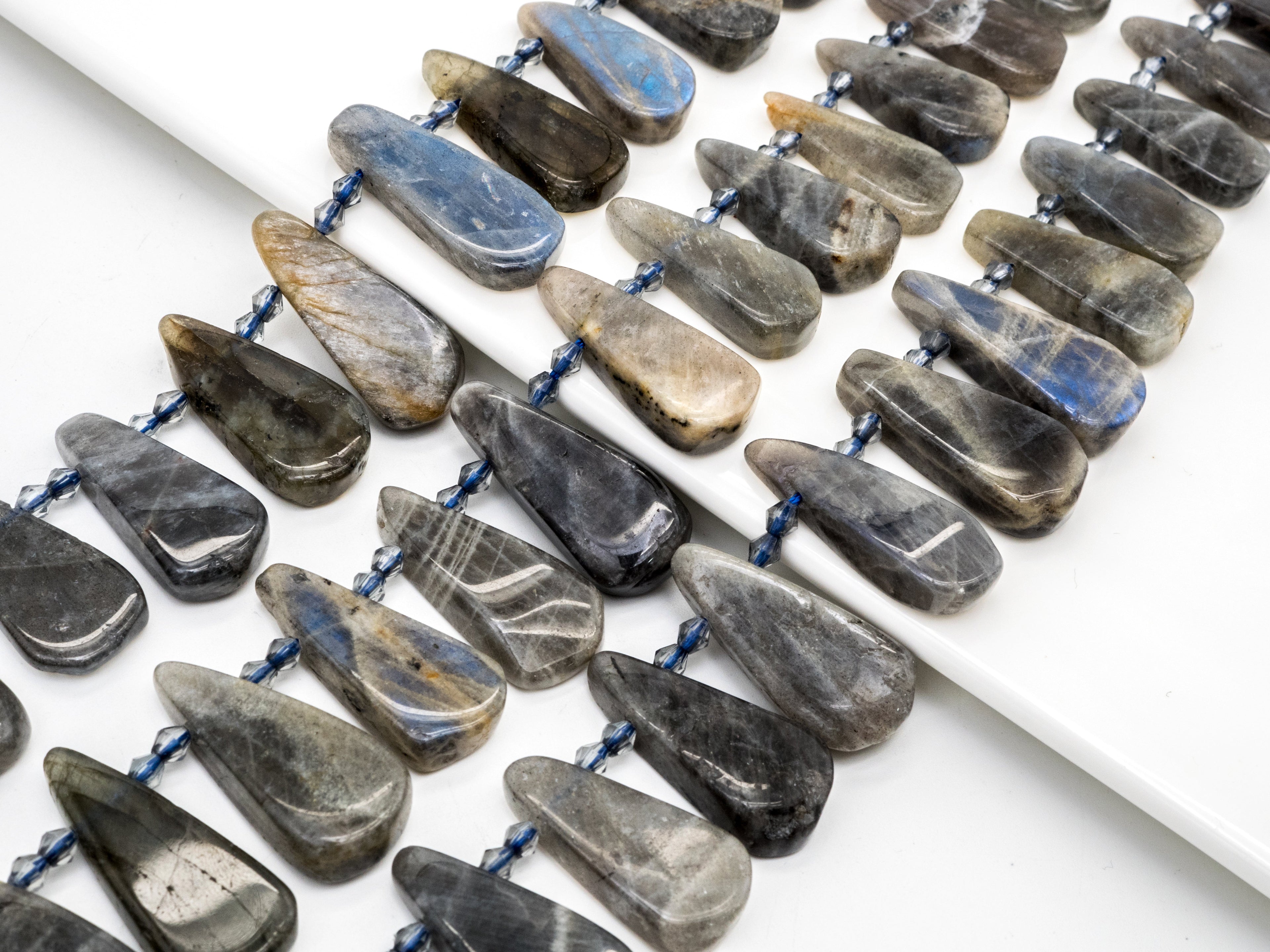 High Quality Natural Labradorite Beads, 22-32mm, Long Teardrop Gray Gemstone Beads, 15.5 inch strand, SKU#U140