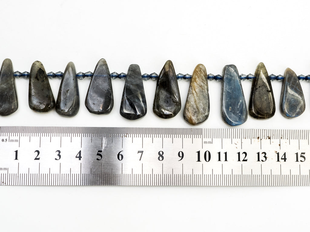 High Quality Natural Labradorite Beads, 22-32mm, Long Teardrop Gray Gemstone Beads, 15.5 inch strand, SKU#U140