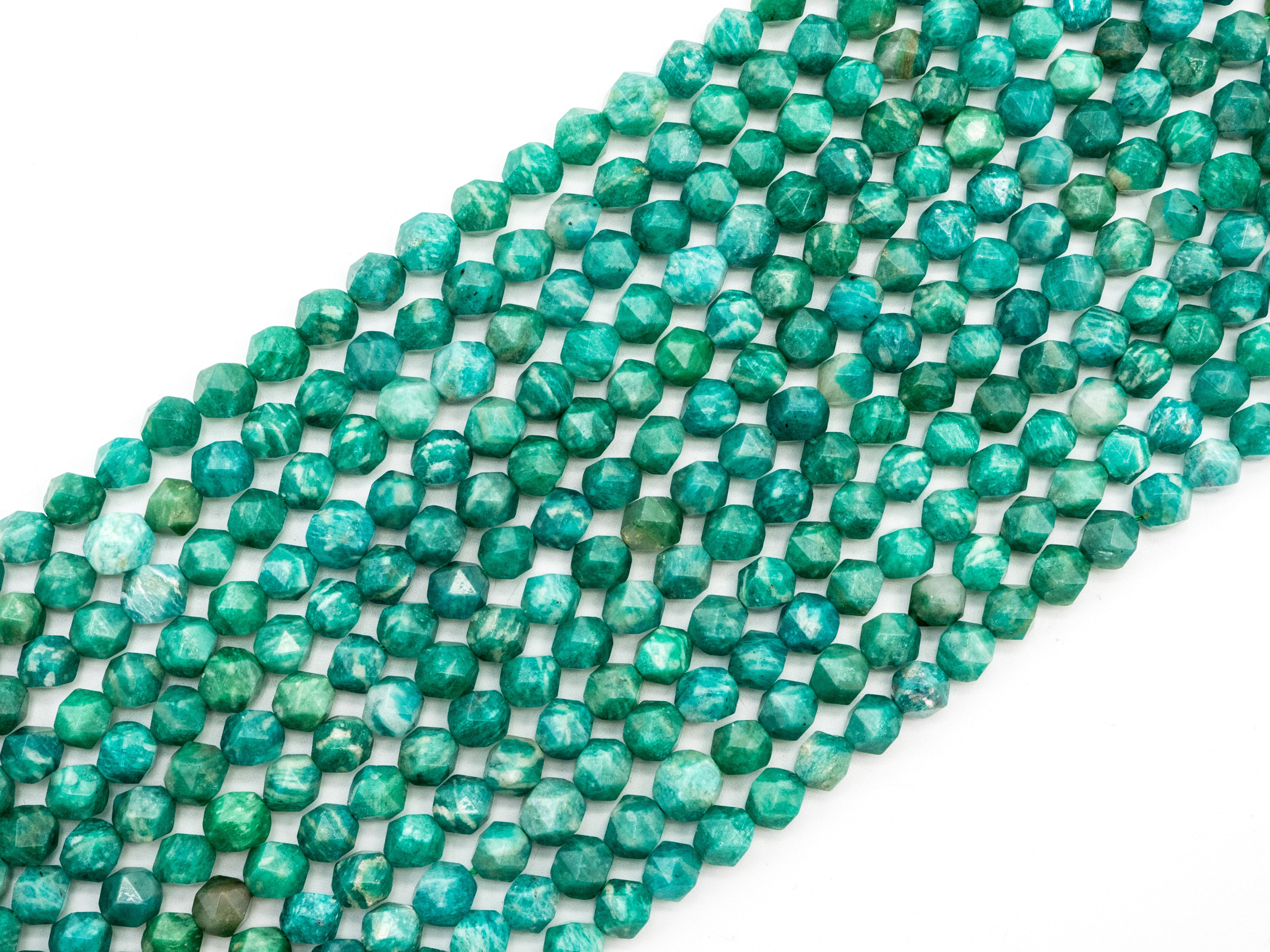 Unique Diamond Cut Quality Natural Amazonite beads, 6mm/8mm/10mm/12mm, Diamond Cut Faceted Round Gemstone Beads, 15-16inch strand, SKU#U147
