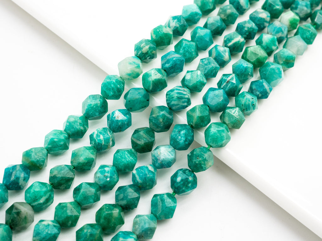 Unique Diamond Cut Quality Natural Amazonite beads, 6mm/8mm/10mm/12mm, Diamond Cut Faceted Round Gemstone Beads, 15-16inch strand, SKU#U147