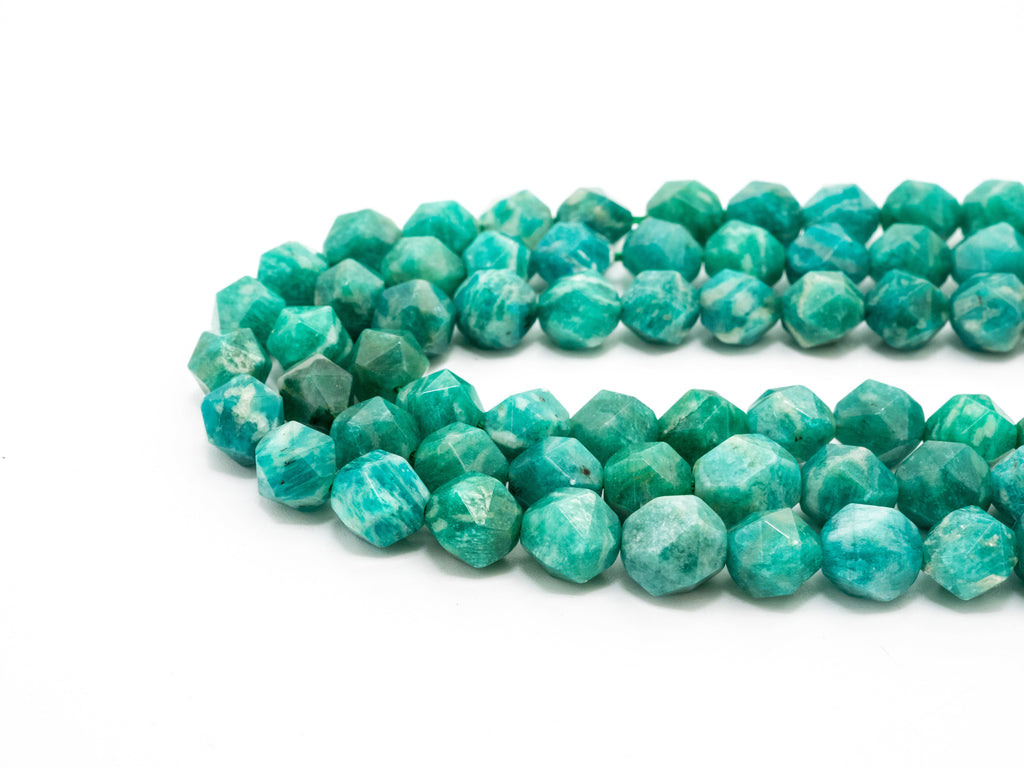 Unique Diamond Cut Quality Natural Amazonite beads, 6mm/8mm/10mm/12mm, Diamond Cut Faceted Round Gemstone Beads, 15-16inch strand, SKU#U147