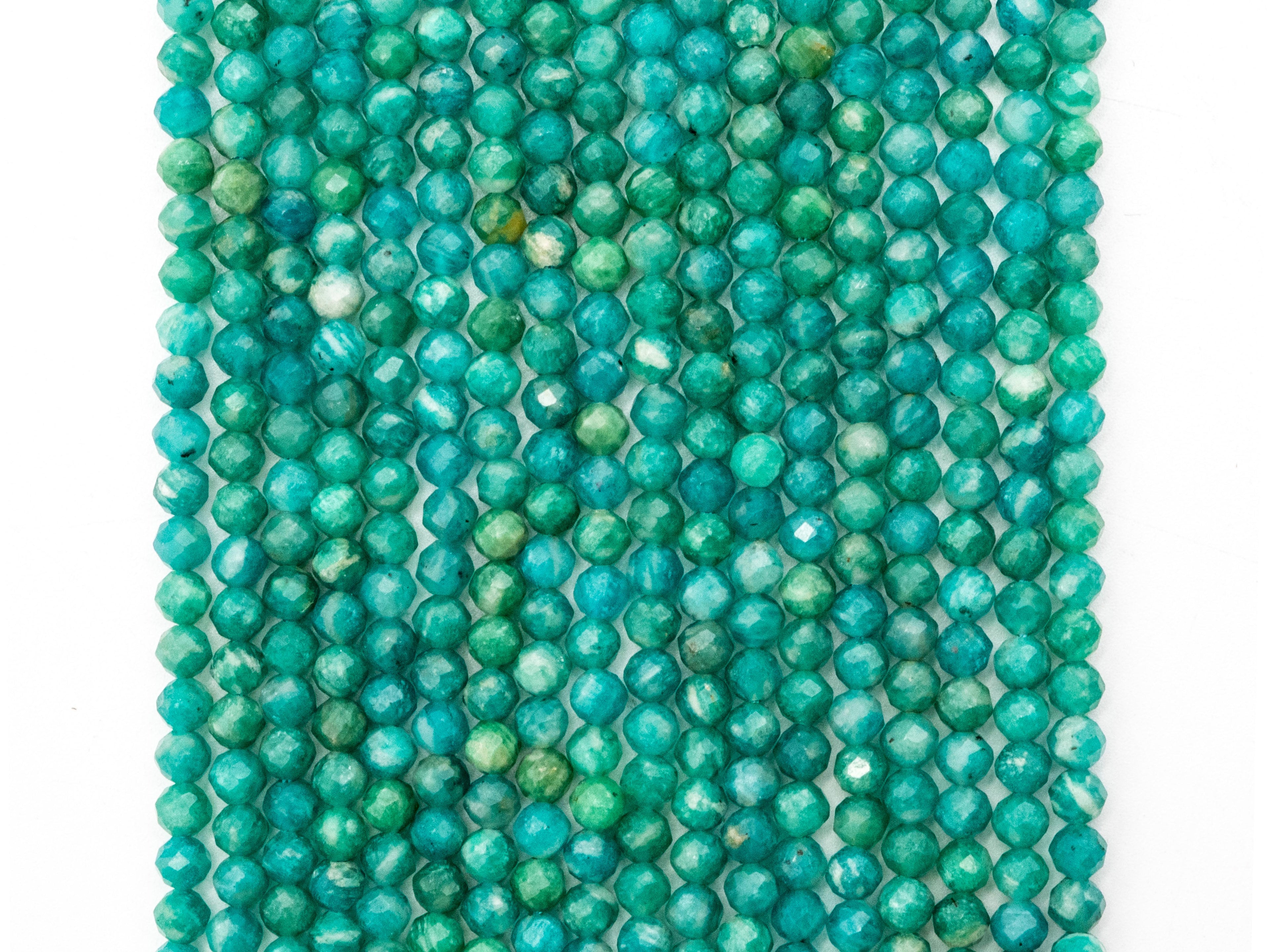 Unique Diamond Cut Quality Natural Amazonite beads, 3mm/4mm, Diamond Cut Faceted Round Gemstone Beads, 15-16inches strand, SKU#U149