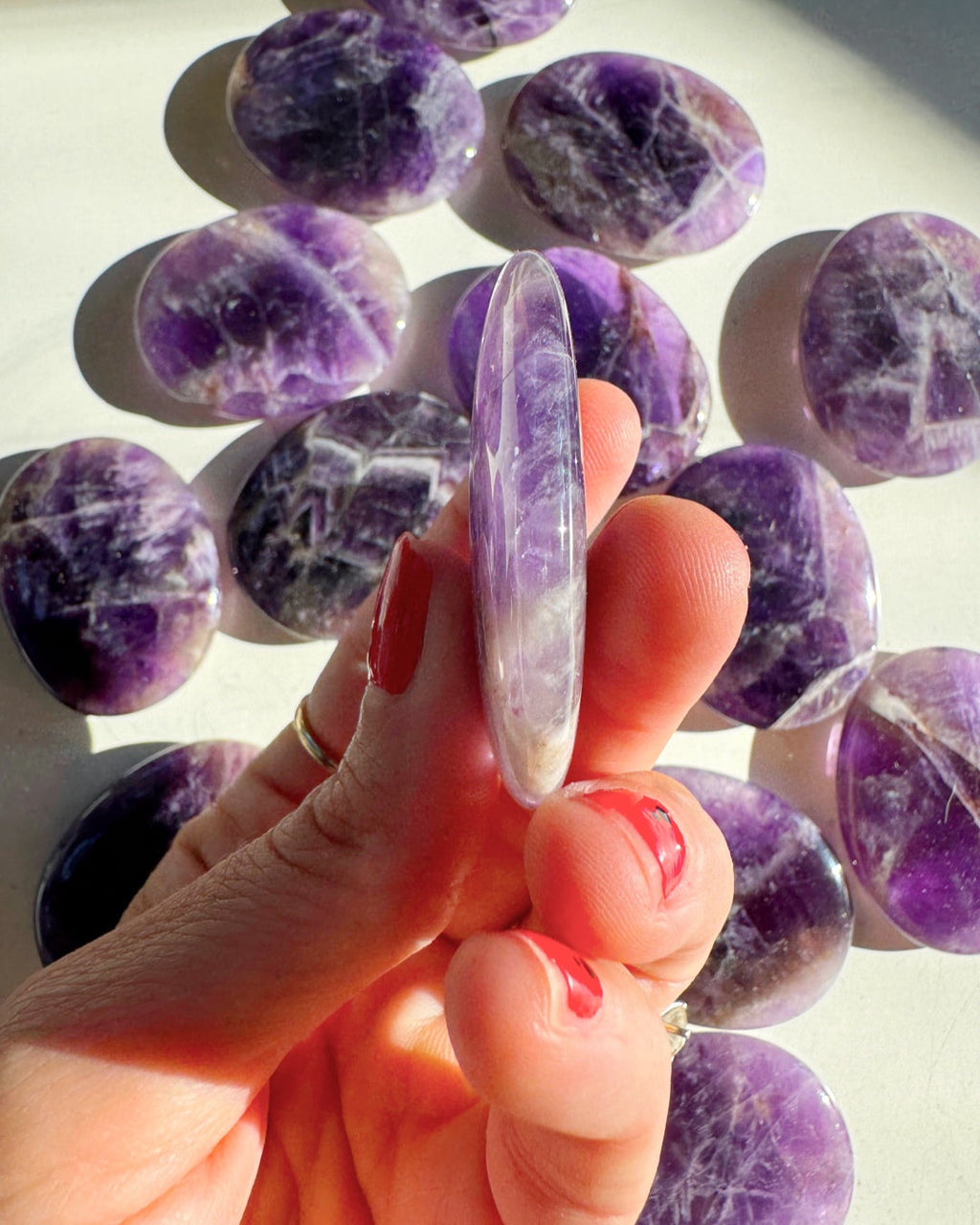 Amethyst Flat Palm Stones