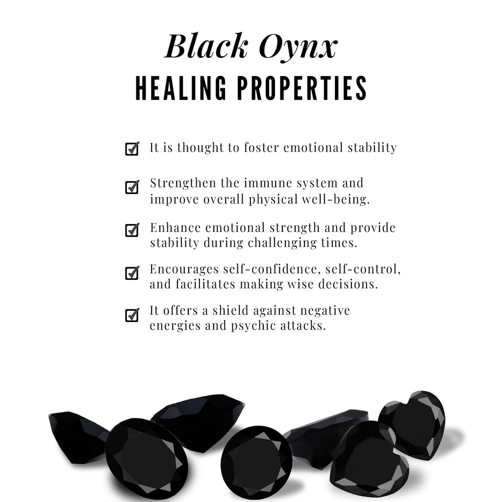 Natural Black Onyx Three Stone Engagement Ring
