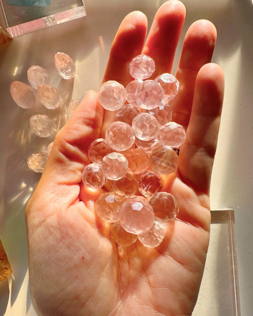 Mini Faceted Rose Quartz Sphere