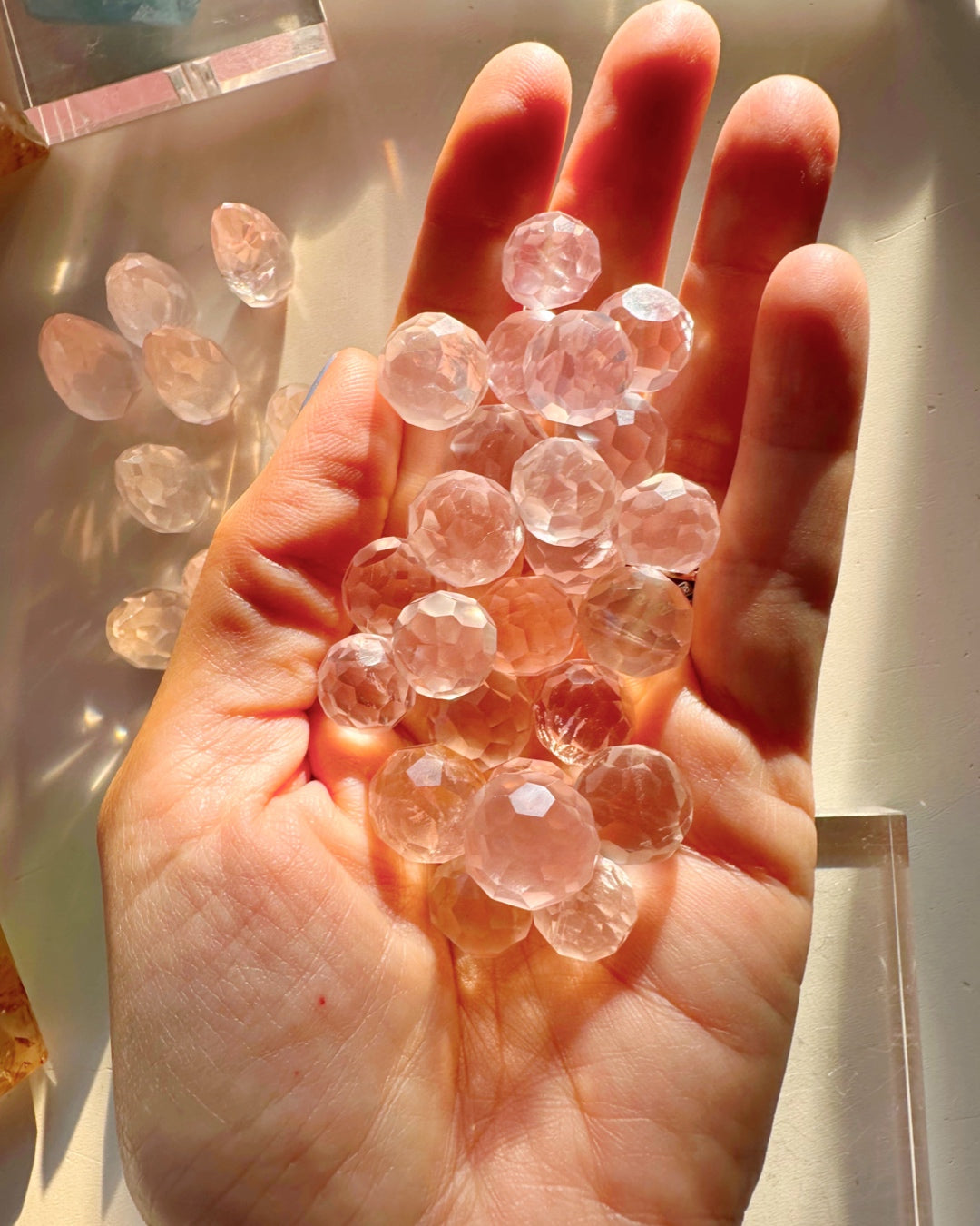 Mini Faceted Rose Quartz Sphere