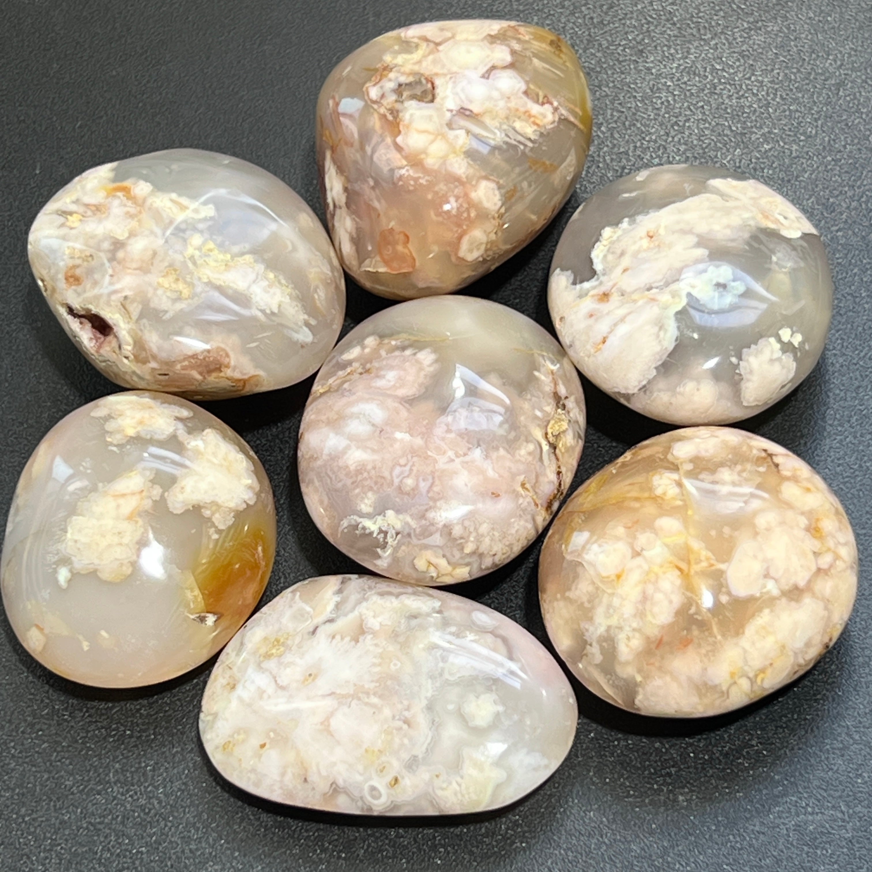 Flower Agate Crystal Palm Stone