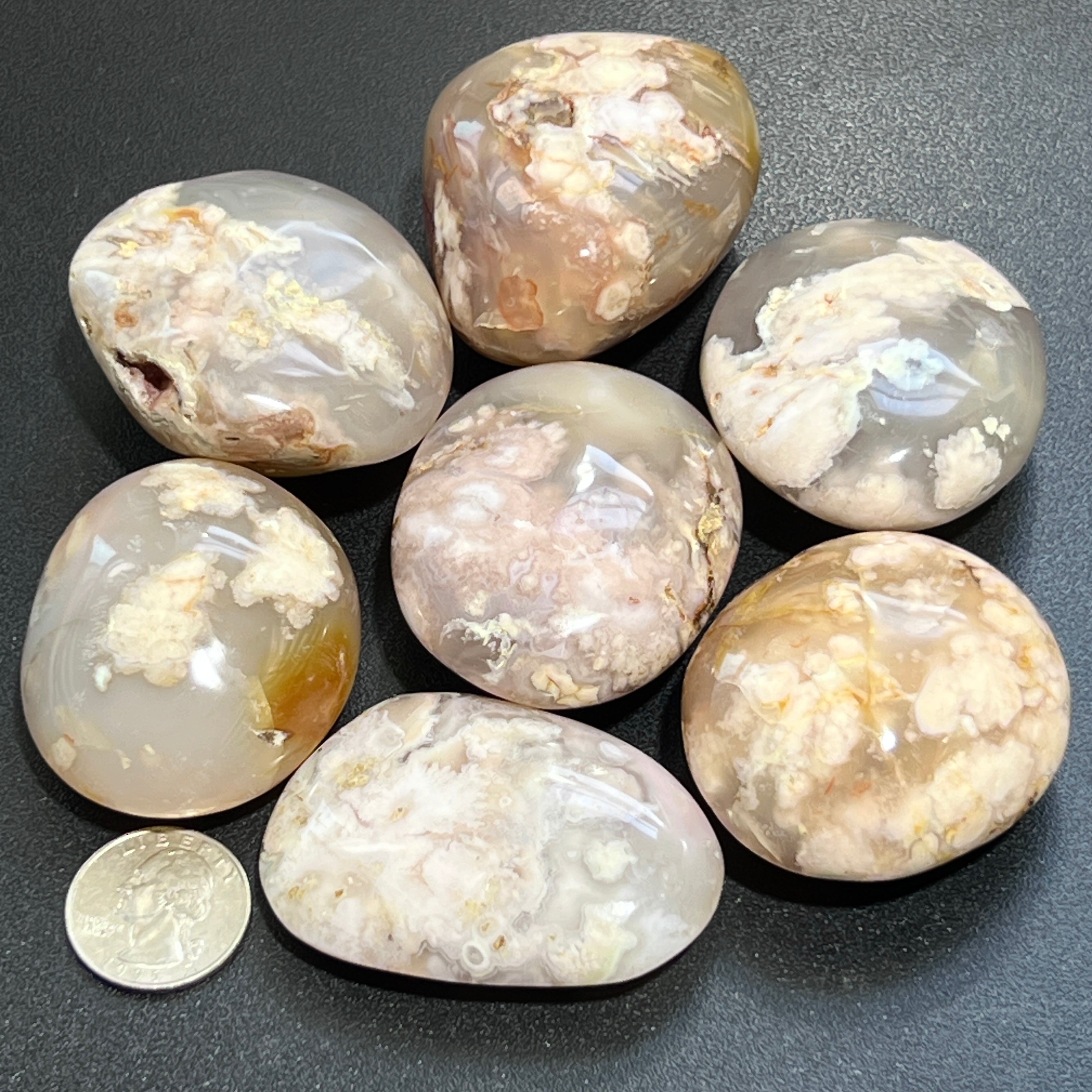 Flower Agate Crystal Palm Stone