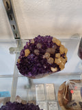Amethyst with Golden Calcite Crystal Inclusions Geode Sculpture