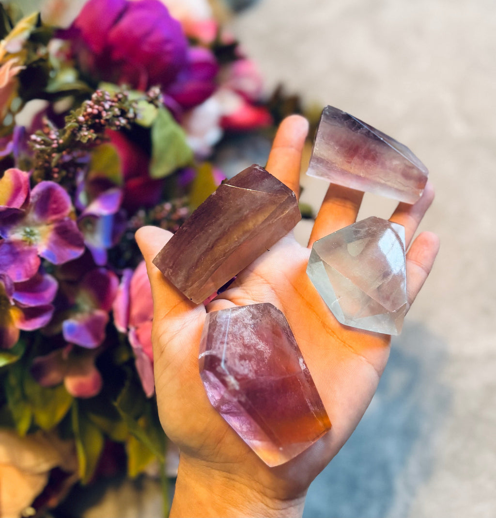 CANDY Fluorite Shapes, Polished Fluorite Freeforms, Fluorescent Crystals