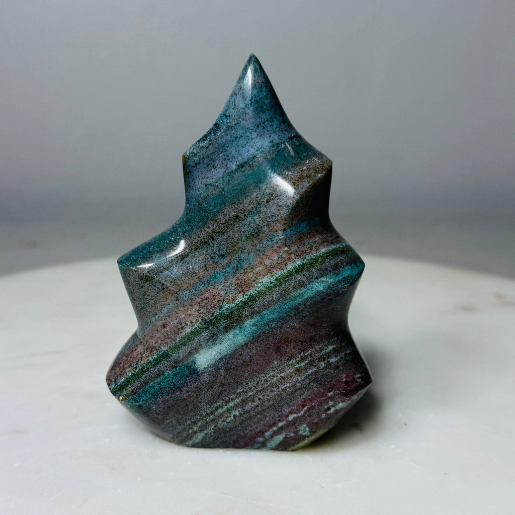 Mystery Jasper Flame Carving – Handpicked Polished Statement Piece (No Sub-Variety Selection)