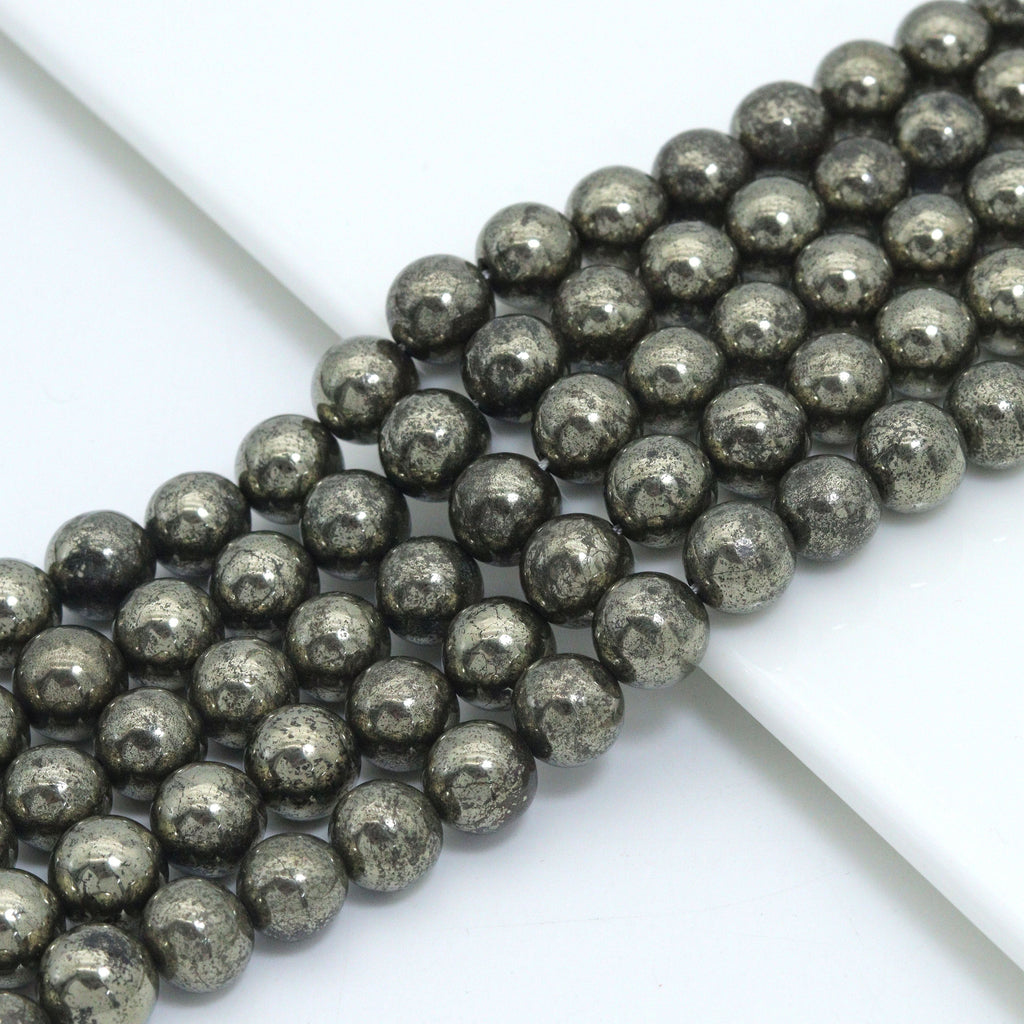Quality Natural Pyrite 8mm/10mm, Pyrite Gemstone Beads, 15.5inch strand, SKU#U2280