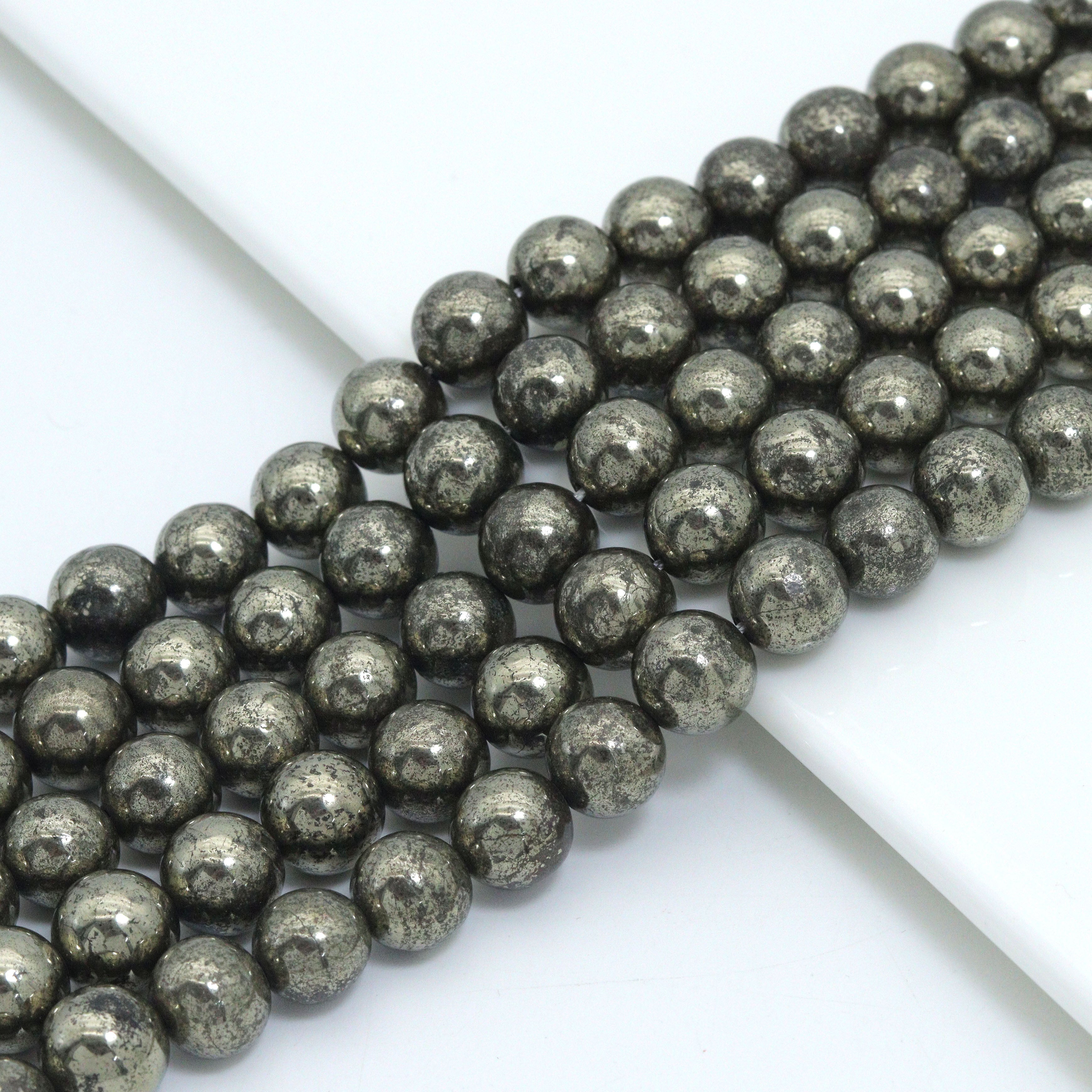 Quality Natural Pyrite 8mm/10mm, Pyrite Gemstone Beads, 15.5inch strand, SKU#U2280