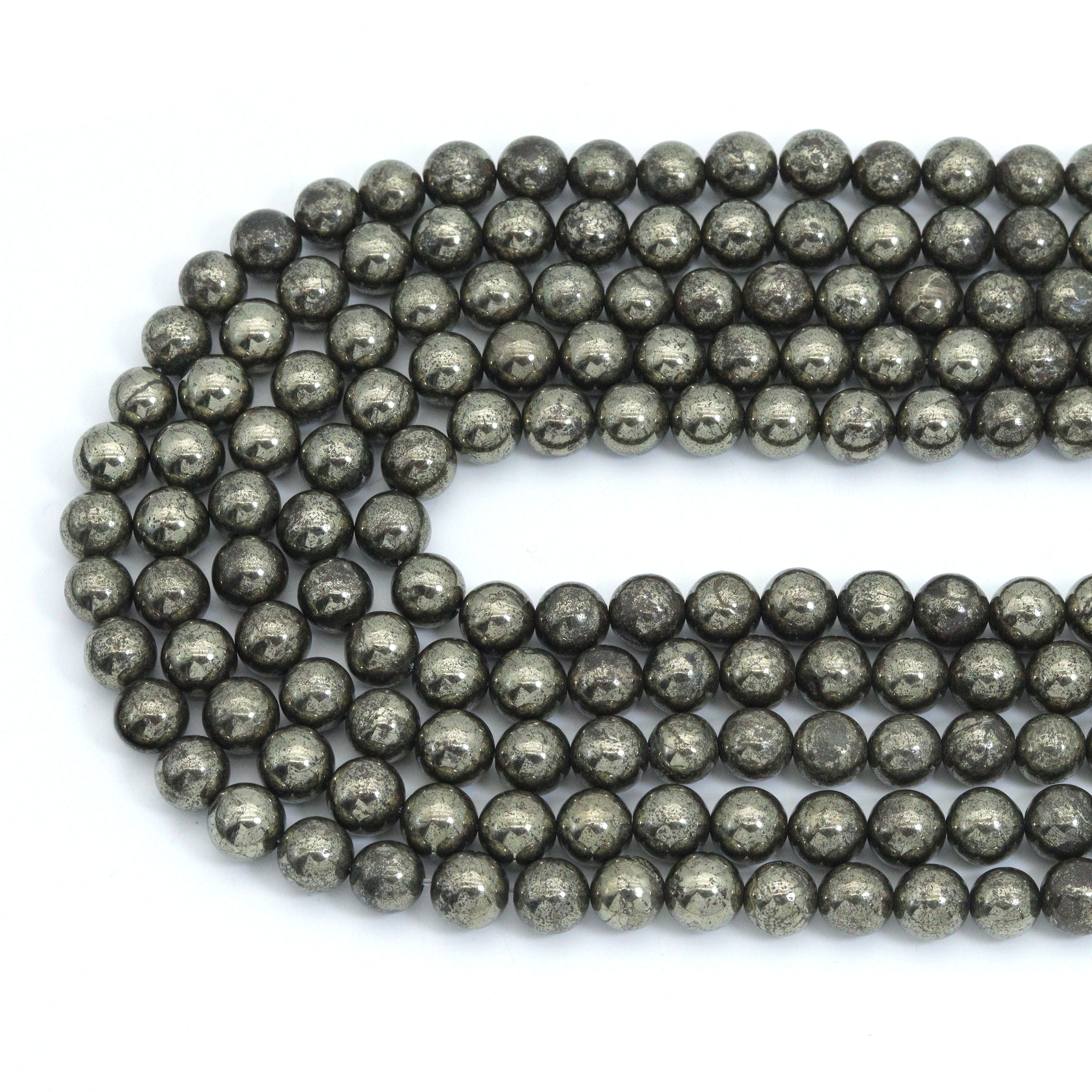 Quality Natural Pyrite 8mm/10mm, Pyrite Gemstone Beads, 15.5inch strand, SKU#U2280