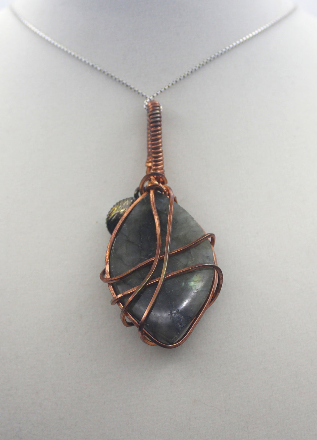 Raw Copper Labradorite Charmed Pendant Necklace