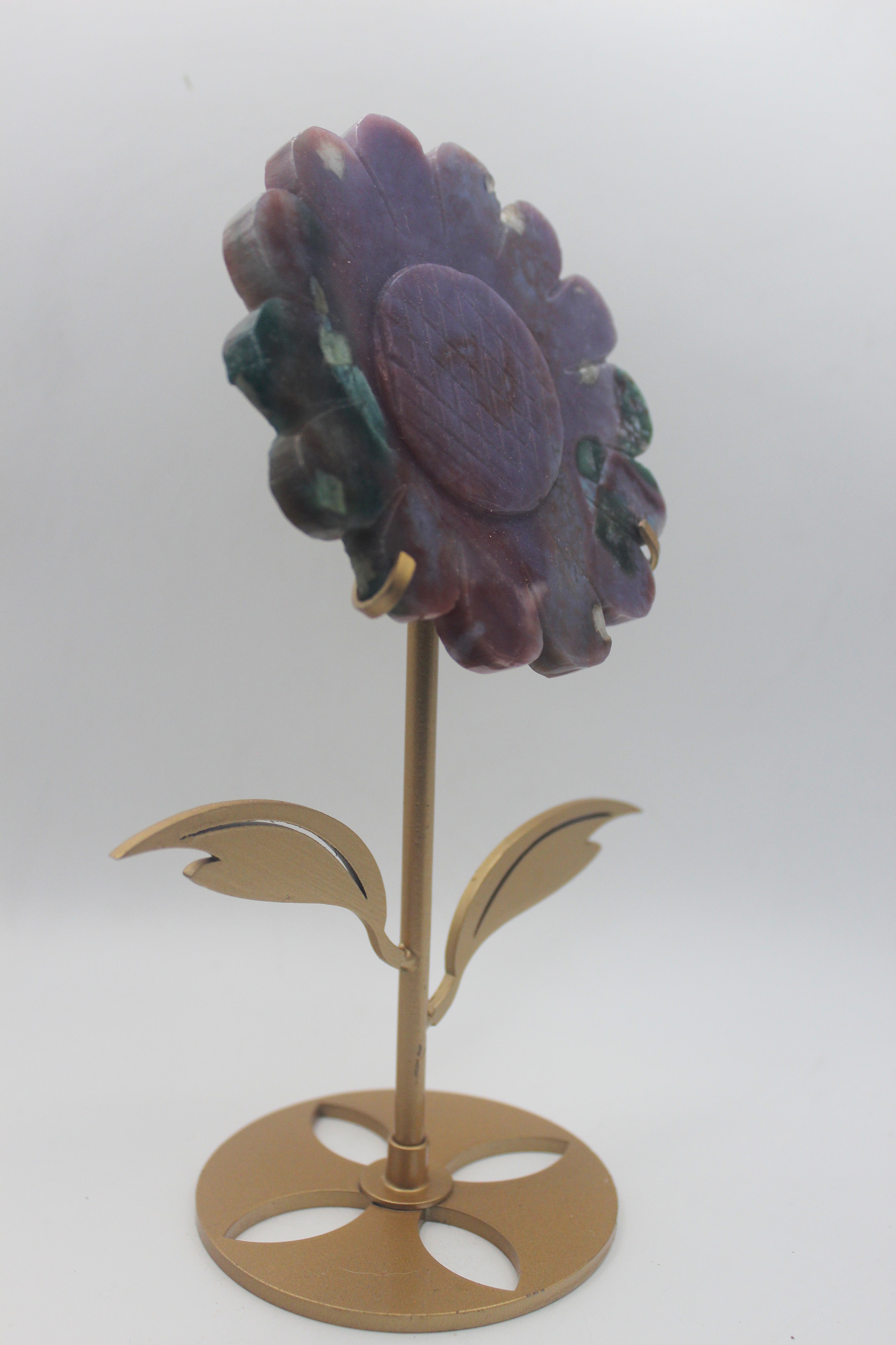 Crystal Sunflower Carving with Metal Stand – Joyful Energy & Meaningful Décor