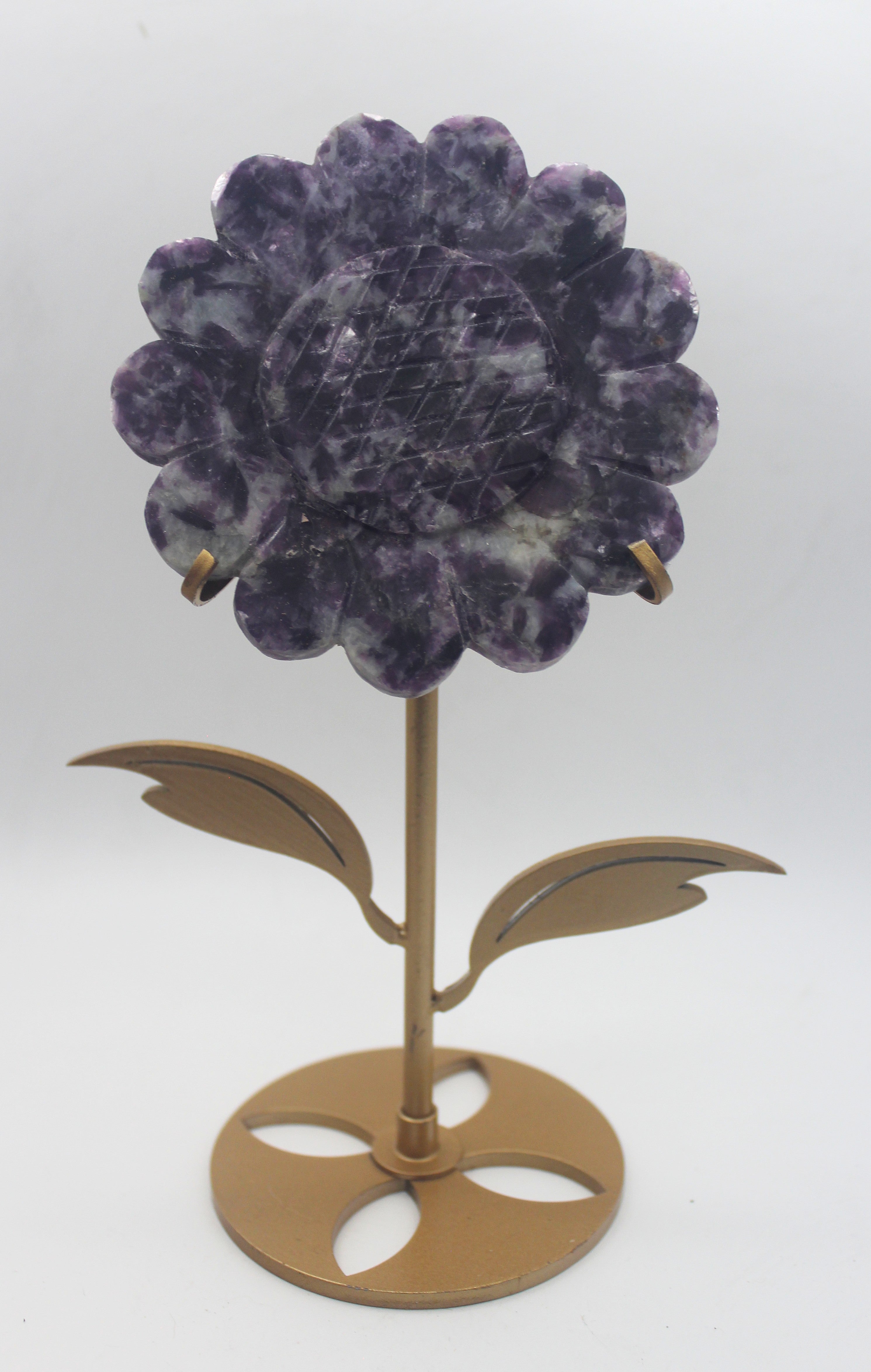 Crystal Sunflower Carving with Metal Stand – Joyful Energy & Meaningful Décor