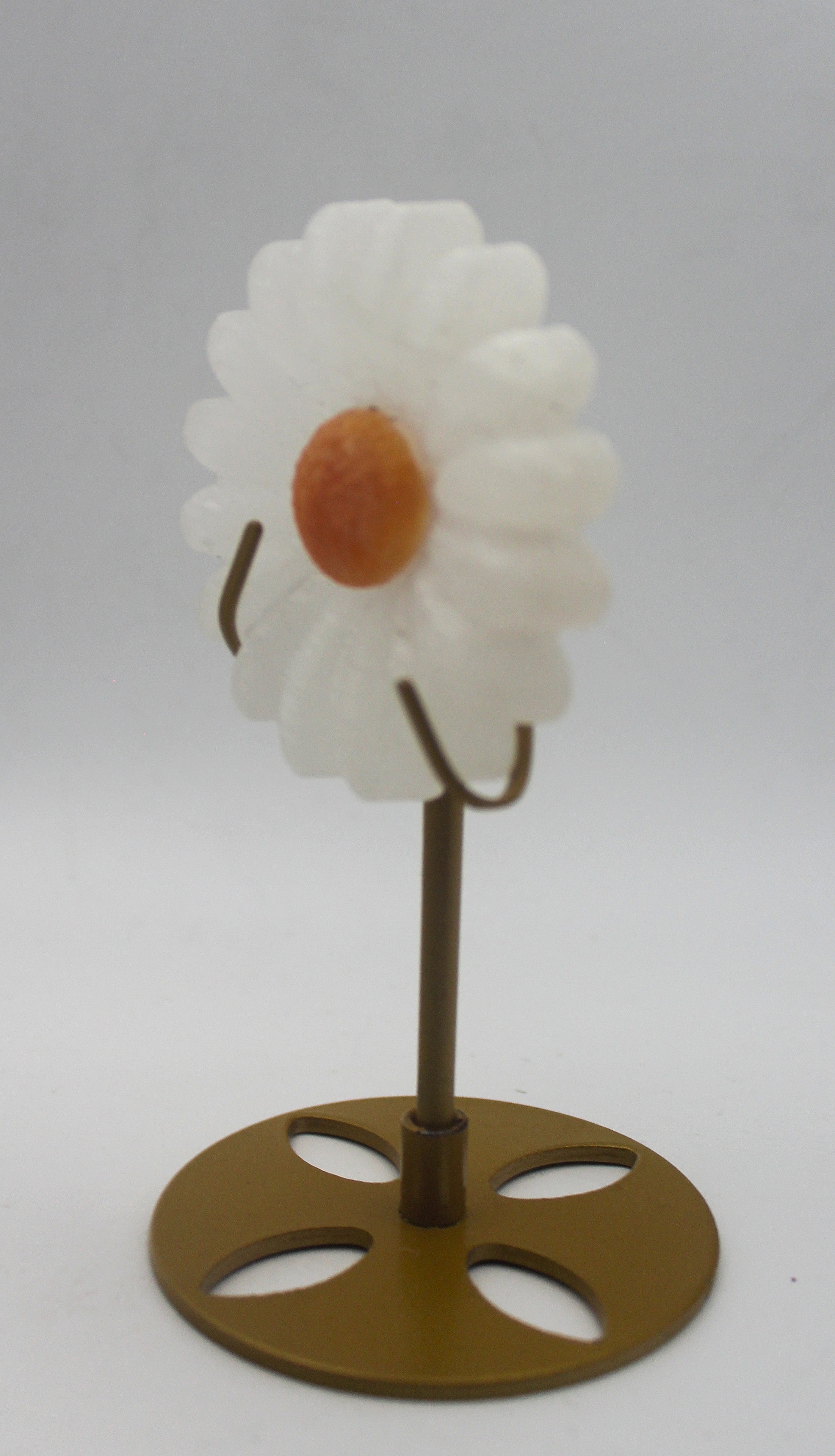 Selenite Daisy Carving with Stand – Cleansing Energy Floral Crystal Decor