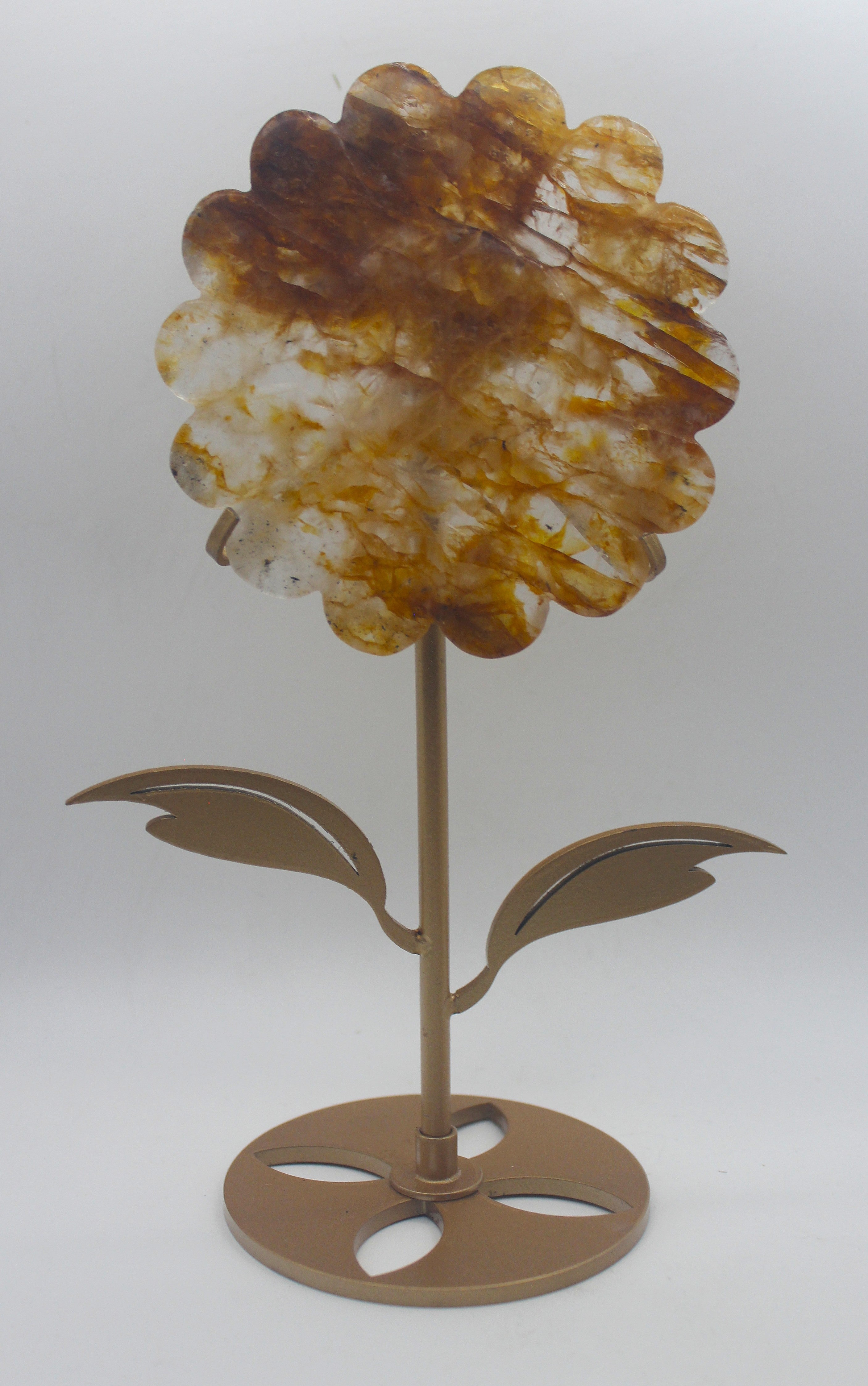 Crystal Sunflower Carving with Metal Stand – Joyful Energy & Meaningful Décor