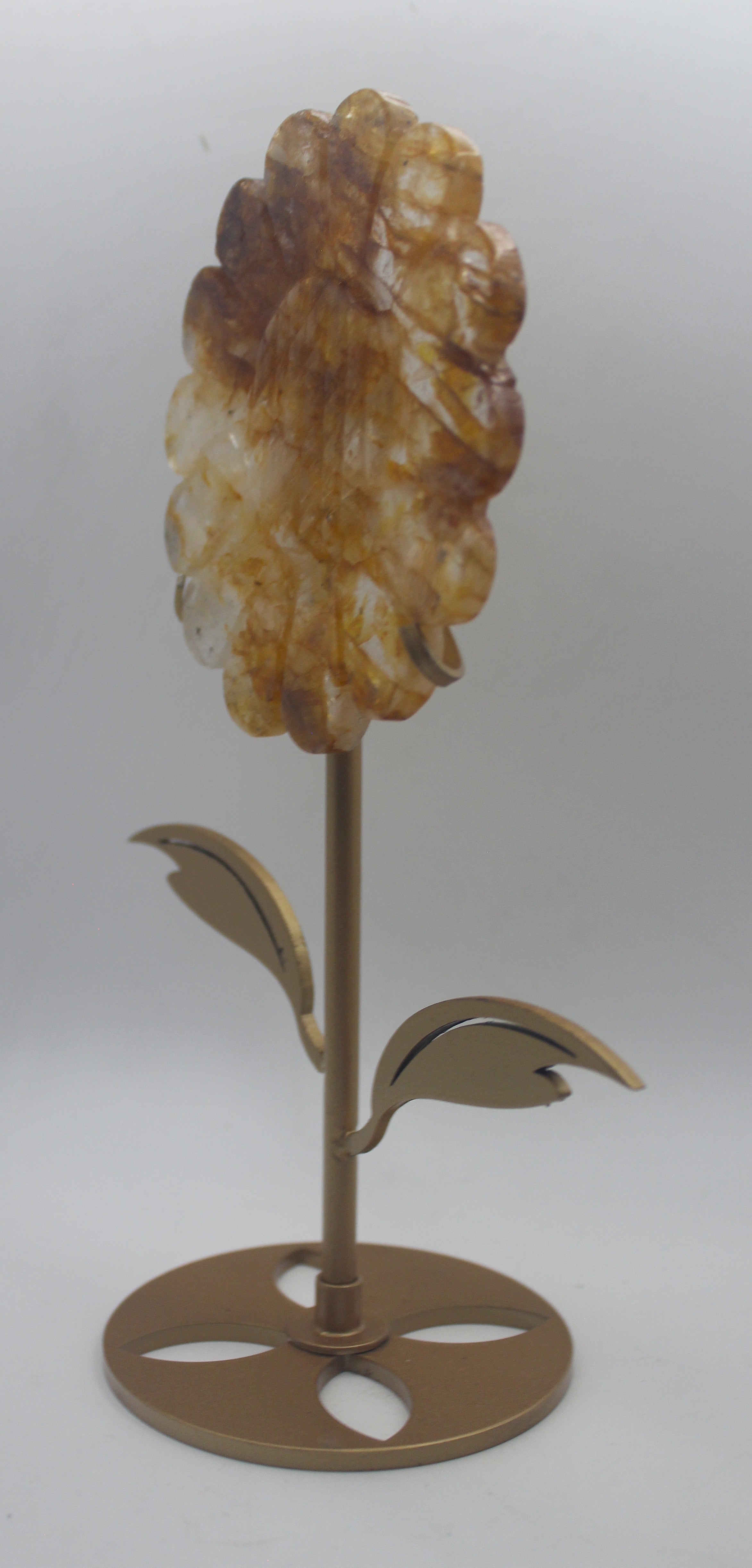 Crystal Sunflower Carving with Metal Stand – Joyful Energy & Meaningful Décor
