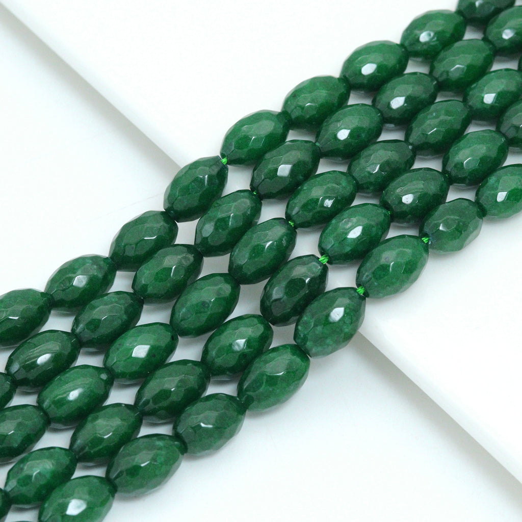 Natural 6x9mm/8x12mm Oval Faceted Emerald Jade Beads, Emerald Jade, Sku#U1435