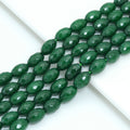 Natural 6x9mm/8x12mm Oval Faceted Emerald Jade Beads, Emerald Jade, Sku#U1435