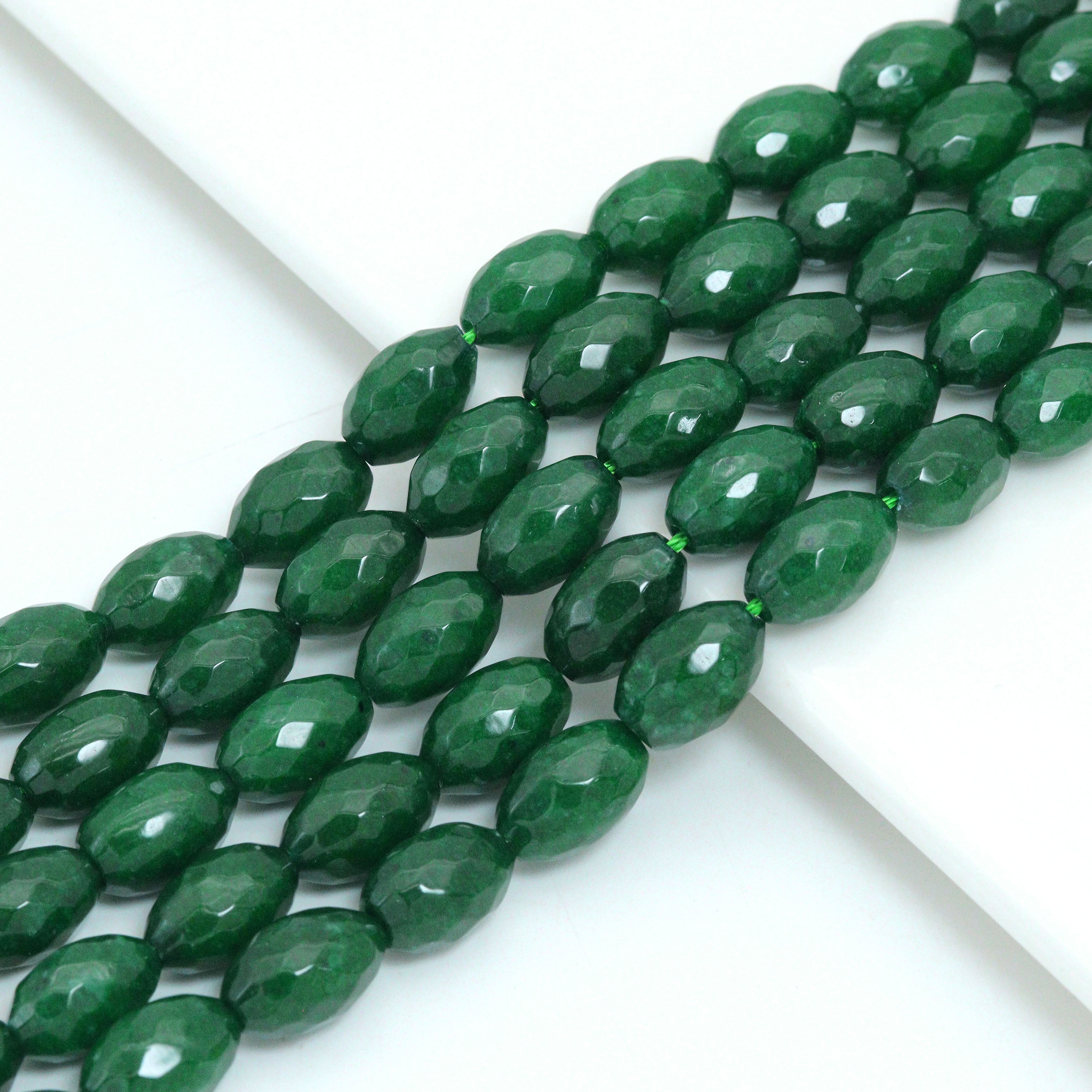 Natural 6x9mm/8x12mm Oval Faceted Emerald Jade Beads, Emerald Jade, Sku#U1435