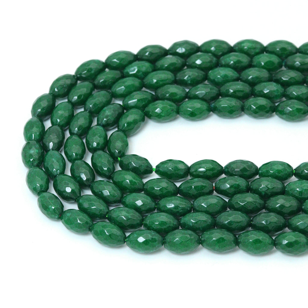 Natural 6x9mm/8x12mm Oval Faceted Emerald Jade Beads, Emerald Jade, Sku#U1435