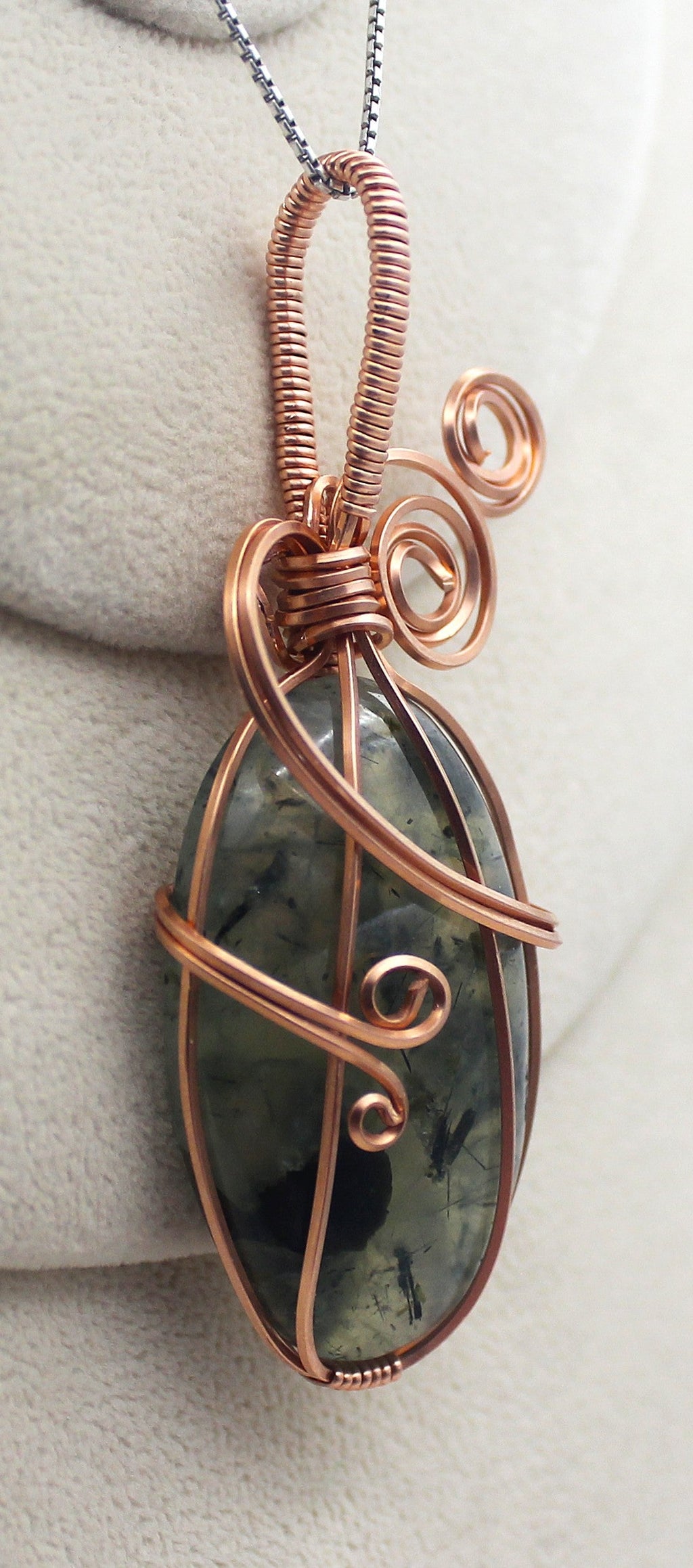 Raw Copper Prehnite Pendant Necklace