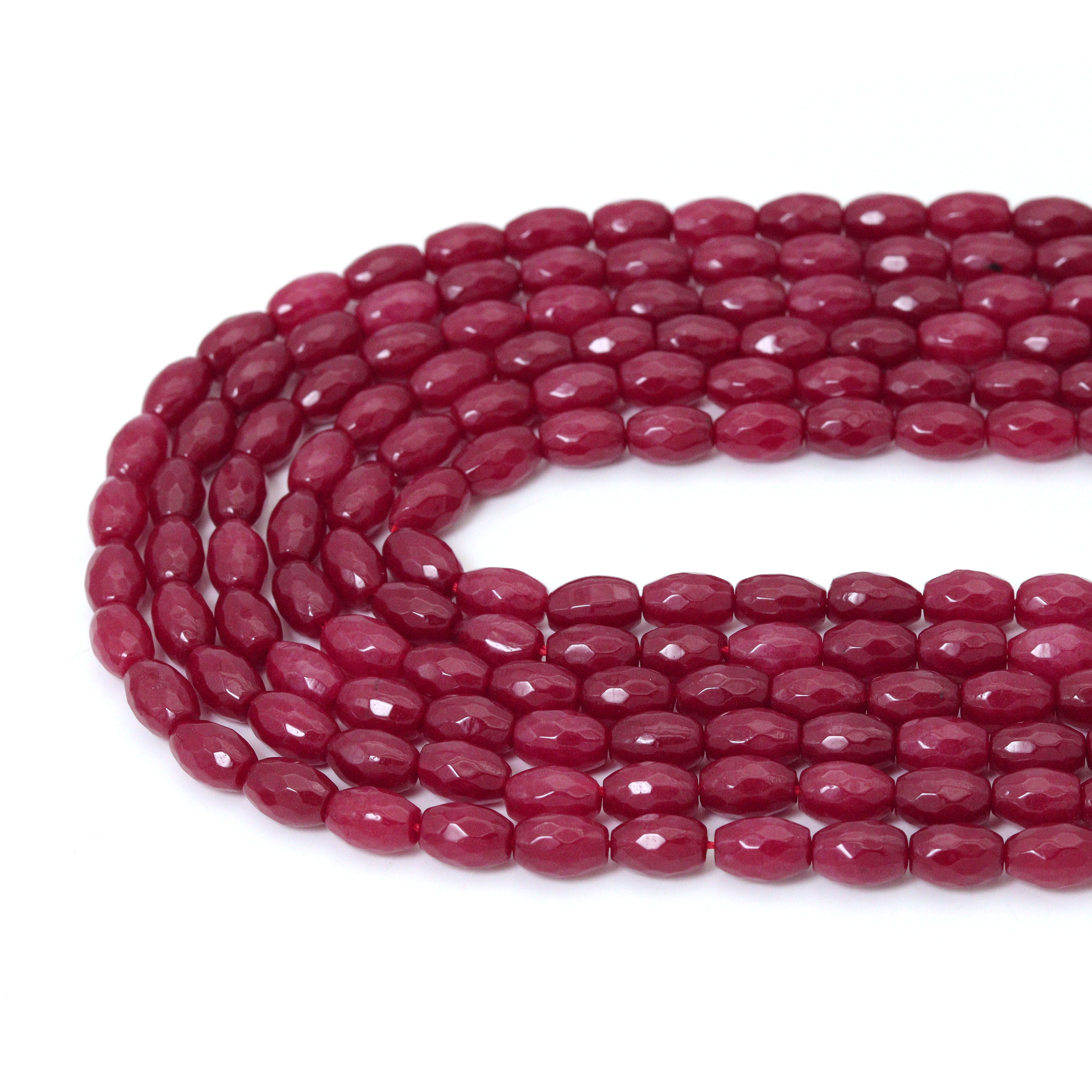 Natural Oval faceted Ruby Jade Beads, Ruby Jade, Sku#U1434