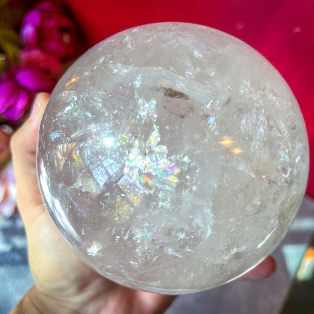 4 1/2" RAINBOW Quartz Sphere, Large Quartz Crystal Ball